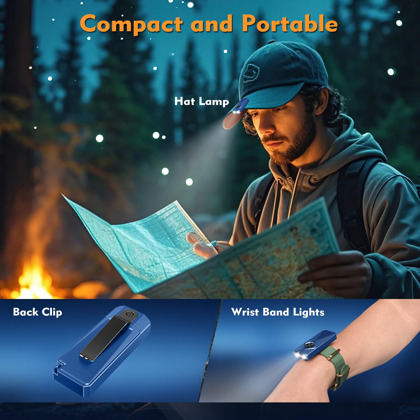 VTIGER K1 Mini Keychain Flashlight, 800 Lumens, USB Rechargeable, Zinc Alloy, Blue, Compact EDC Light with Clip and Magnet