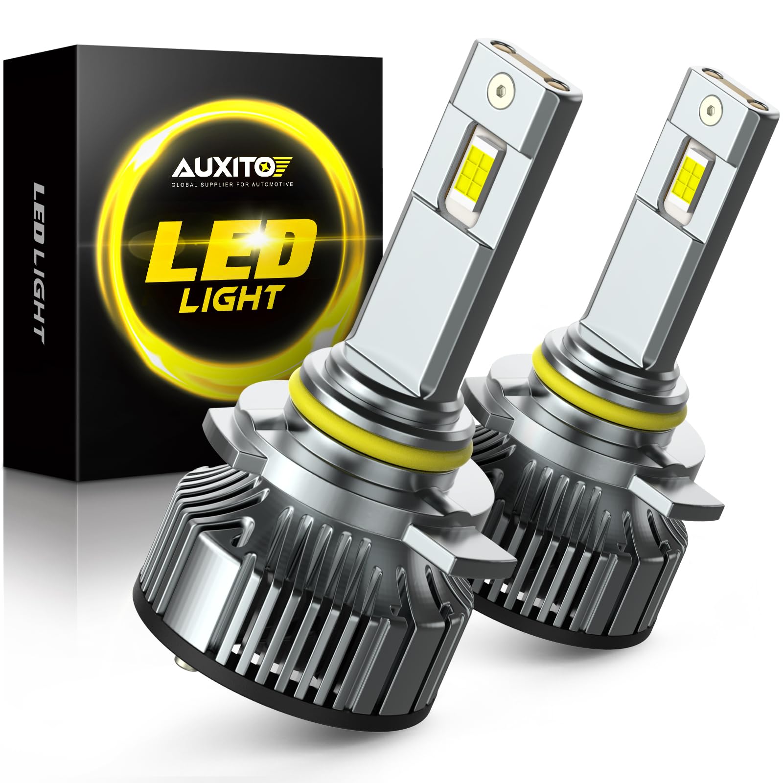 AUXITO 9012/HIR2 LED Fog Light Bulbs, 30000LM, 6500K Cool White, Aluminum, Pack of 2