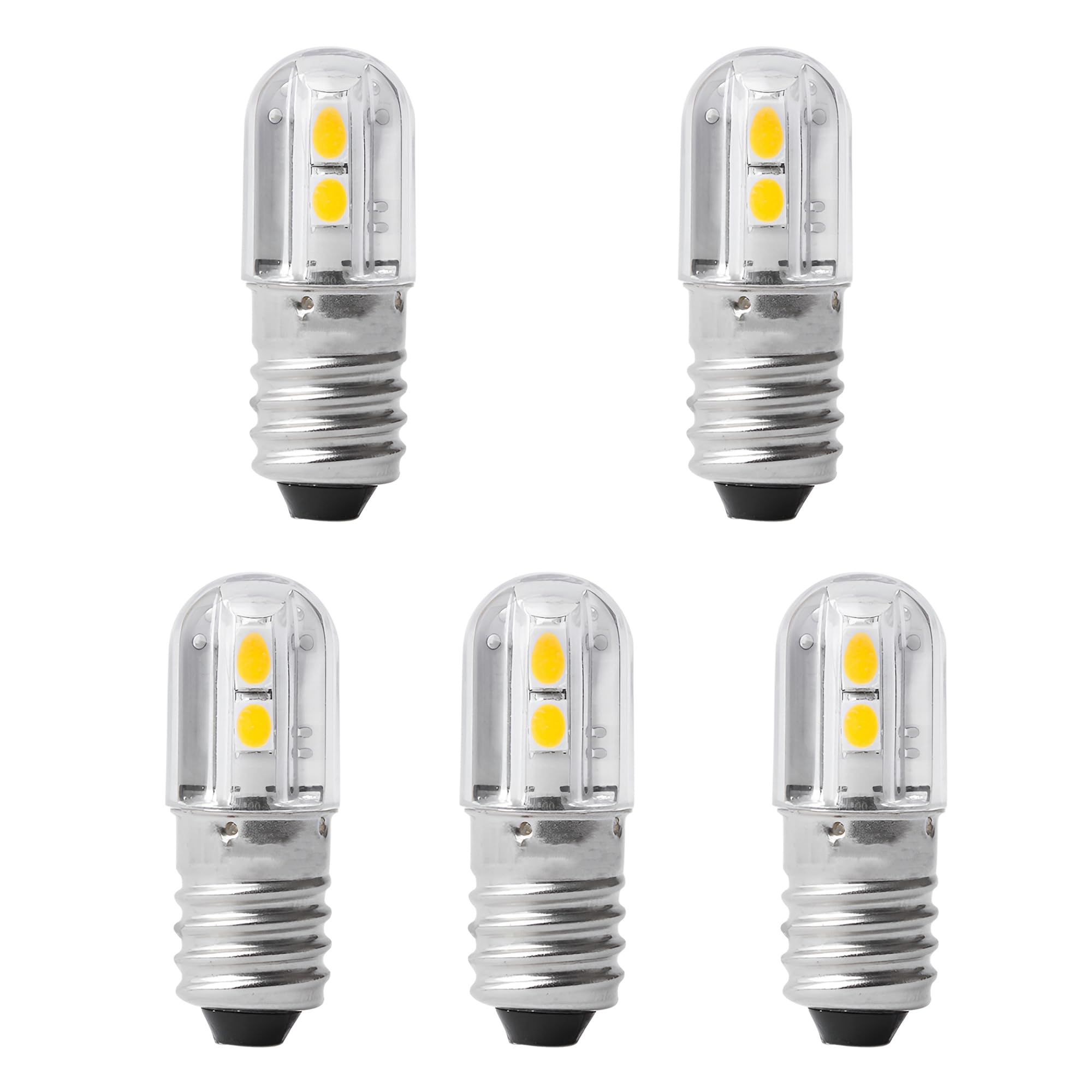 Gutreise E10 Led Light Bulb,5 Pcs 6V Warm White Lamp 1W 100Lm 3000K, Miniature Screw Replacement Bulbs (Warm White, 6V)