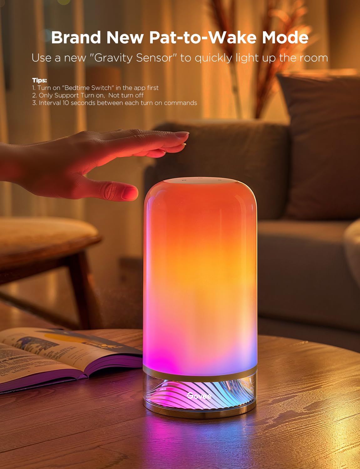 Govee RGBIC Smart Table Lamp 2, Multicolor Touch LED Night Light, Dimmable, 64 Scene Modes, Compatible with Matter & Alexa, Model H6022
