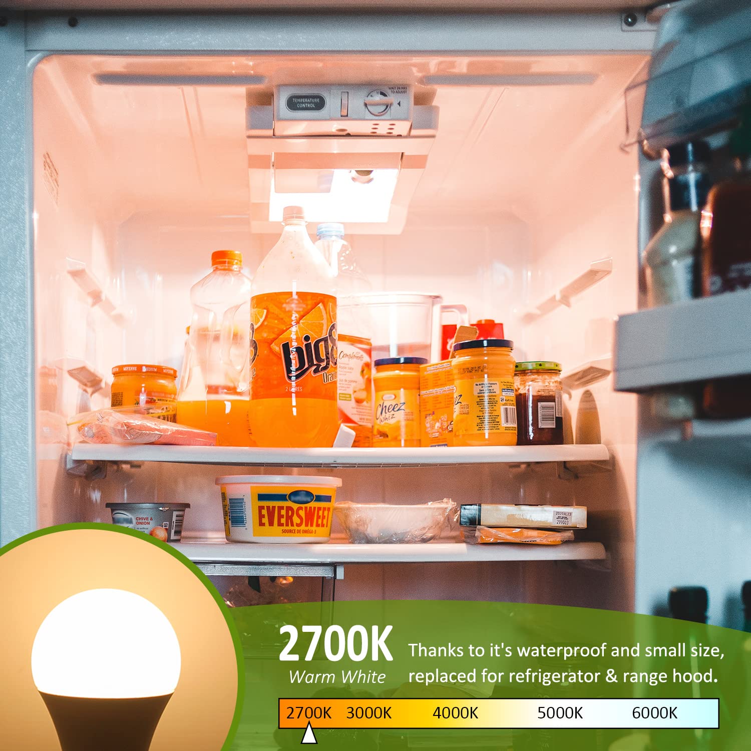 GIOVAR LED Range Hood Light Bulbs, 40W Equivalent, 2700K Soft White, E26 Base, Waterproof, Pack of 2, 1.77x3.2