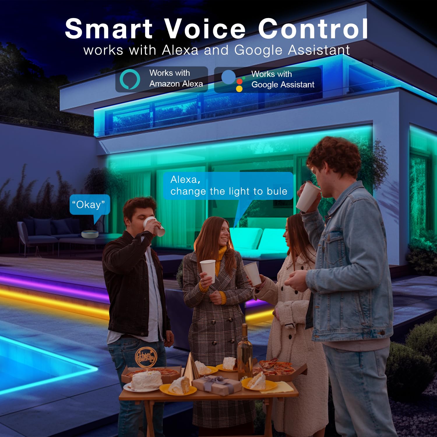 Daybetter Ip65 Waterproof Led Strip Lights, Smart Wifi Led Lights Work With Alexa And Google Assistant, Color Changing Lights Wi