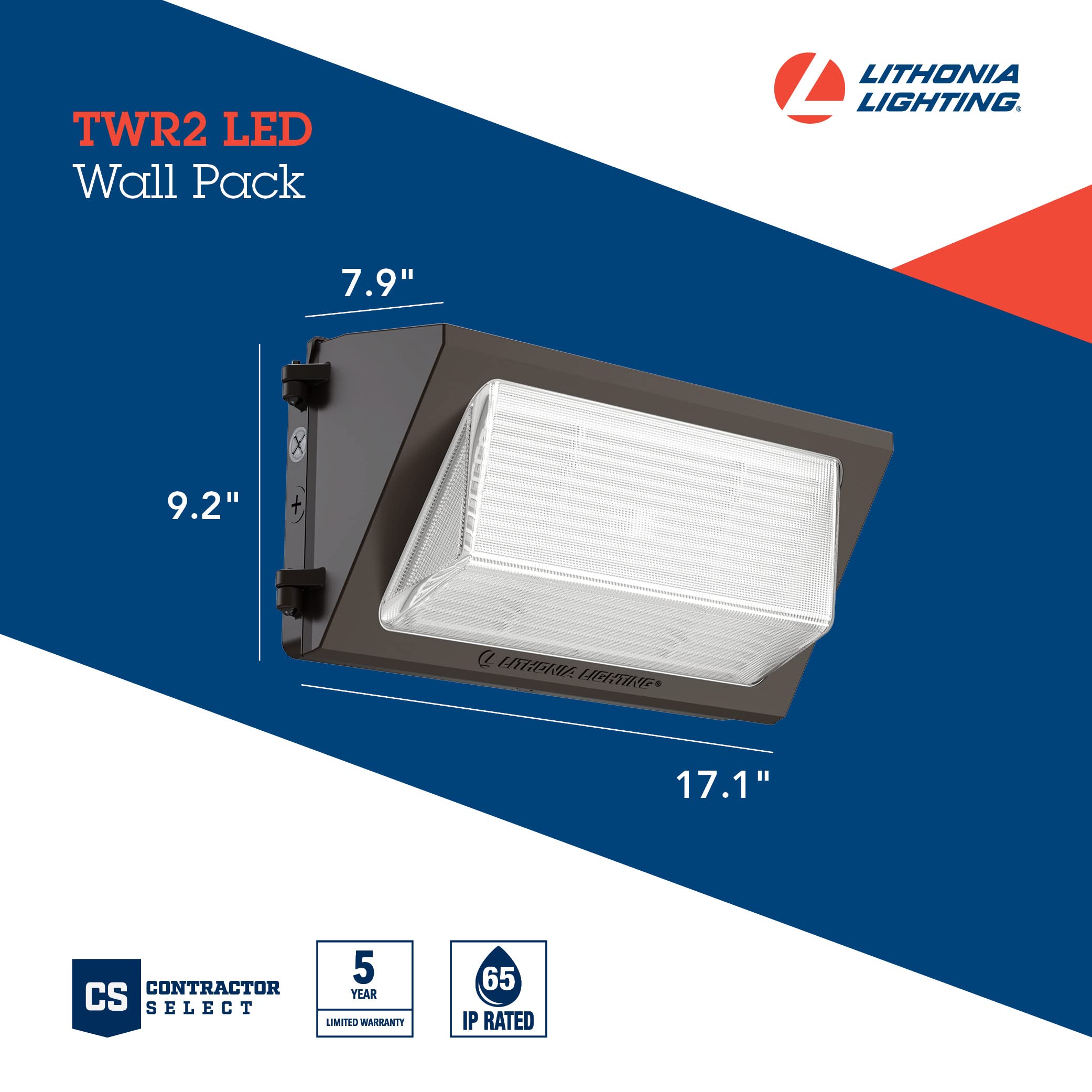 Lithonia Lighting 17'' Led Wall Pack Light, Outdoor Led Wall Light, Adjustable Lumens, Switchable Color Temperature, Switchable