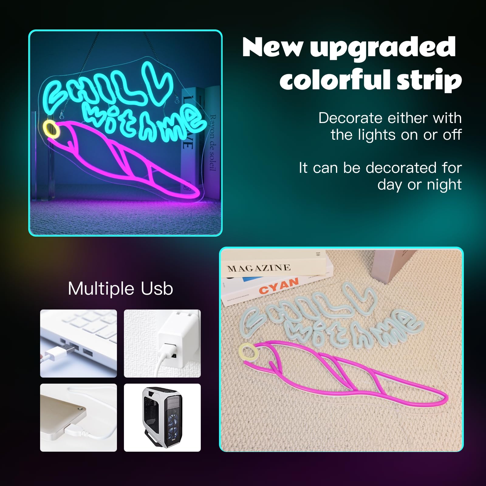 ineonlife Neon Sign for Wall Decor, 15inx12.6in, Acrylic, Blue, Model ineonlife-006