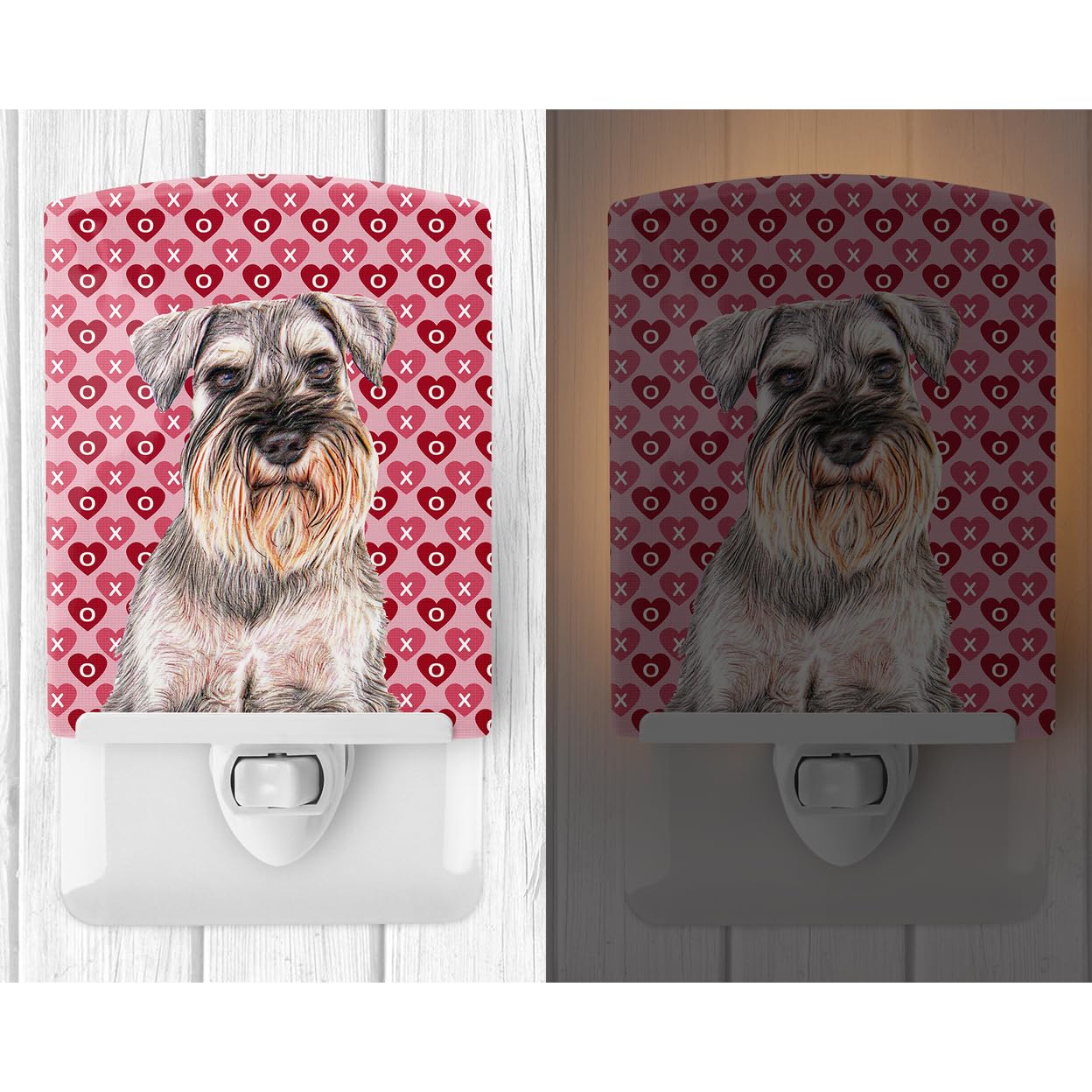 Carolines Treasures Ceramic Night Light, Hearts Love Design, 6x4x3in, Multicolor, Model KJ1193CNL