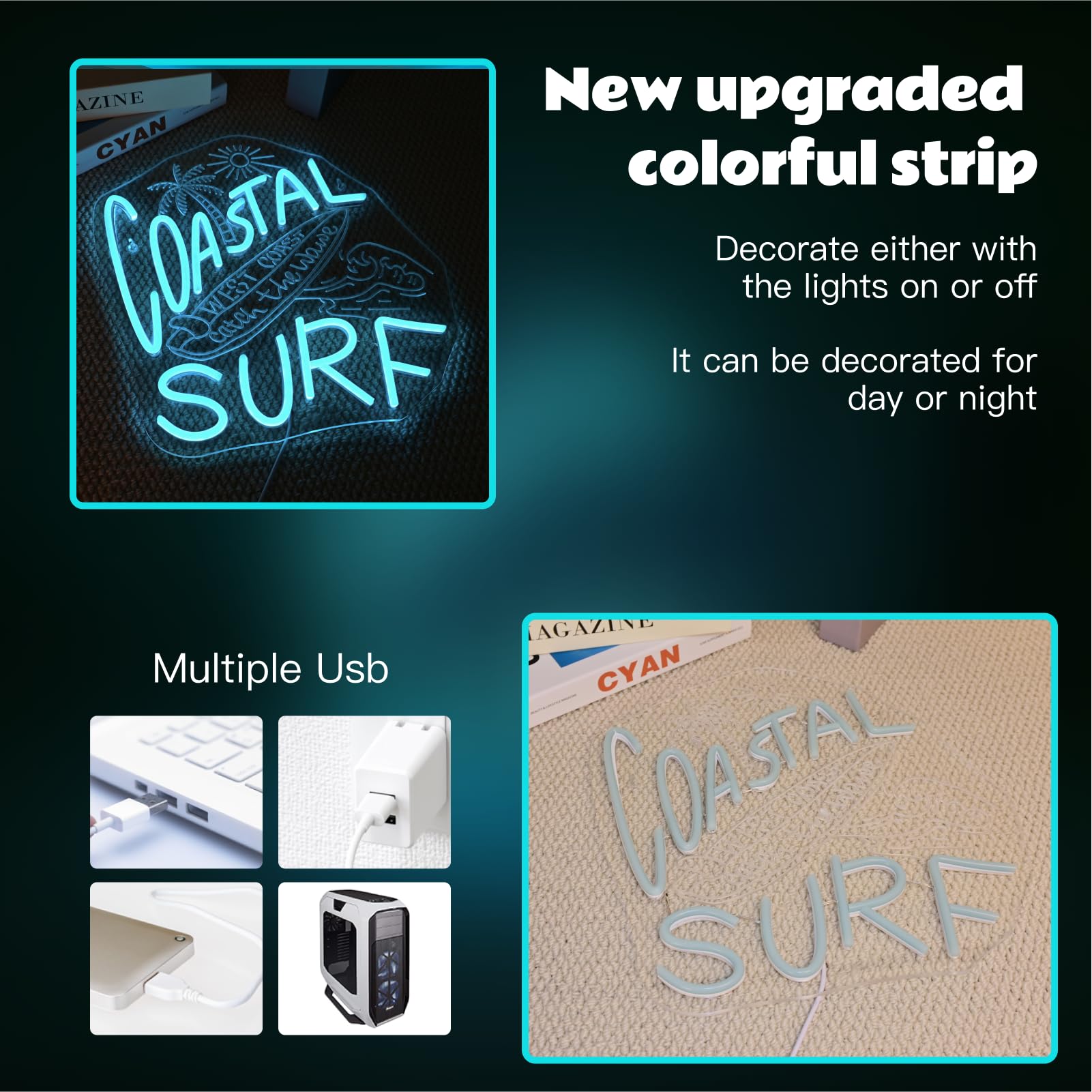 Ineonlife Coastal Surfing Neon Sign Surfboard Neon Sign For Wall Decor Funny Led Light For Game Room Bedroom Bar Club Decor Teen Boy Man Cave Holidays Birthday Surfer Gift