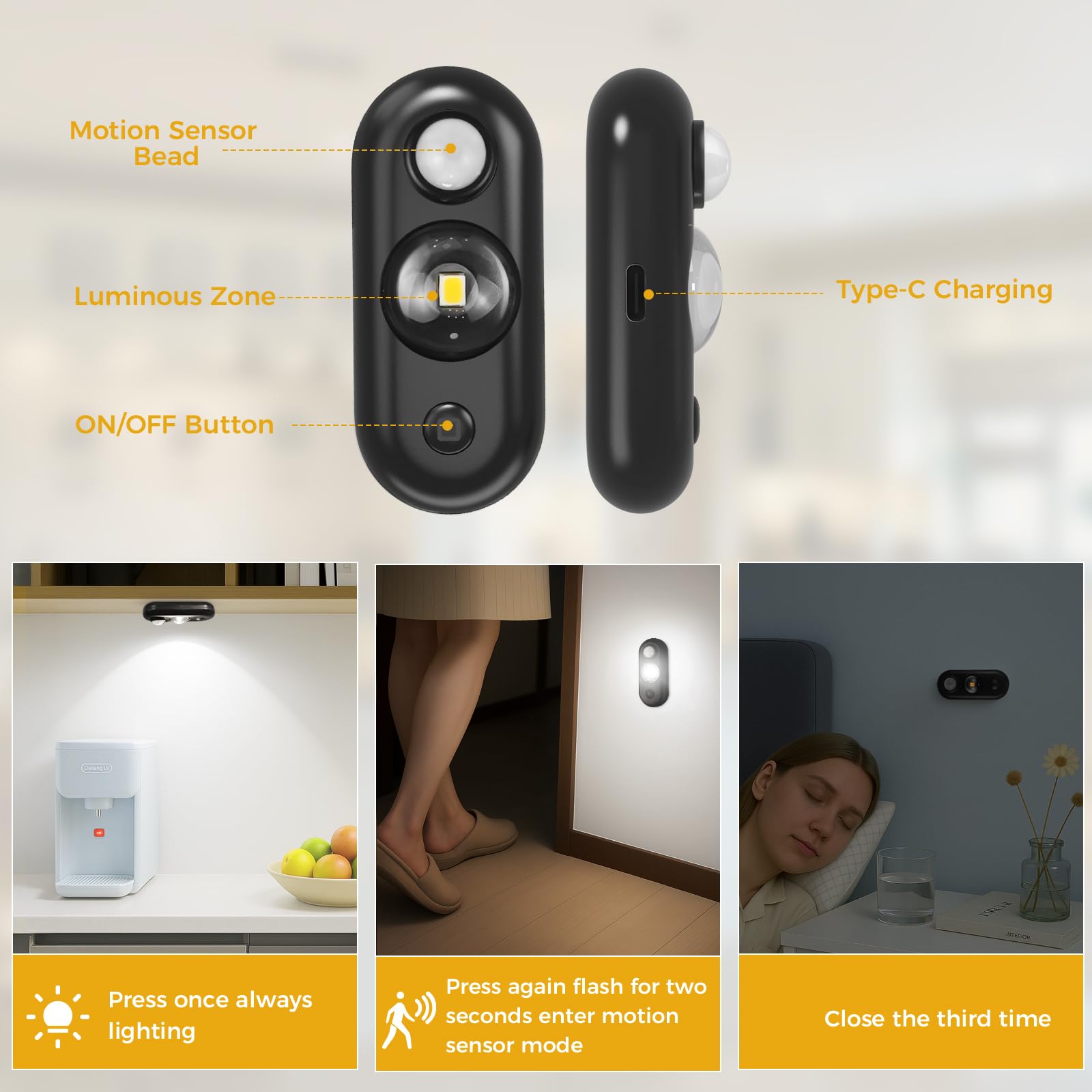 Glaresbot Led Motion Sensor Puck Lights  Small Rechargeable Under Cabinet Light  Dimmable Daylight White Closet Lights  Wireless Under Cabinet Lighting For Drawer  Kitchen (6 Pack)