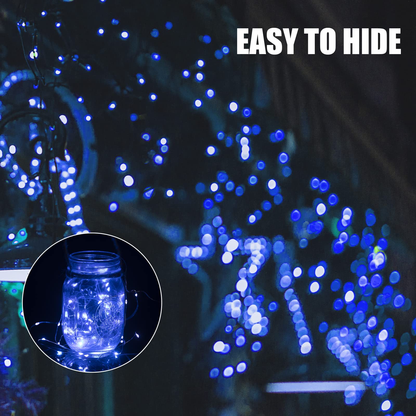 Brightown LED Fairy Lights, 12 Pack, 7 Feet, 20 Lights, Waterproof, Silver Wire, Blue