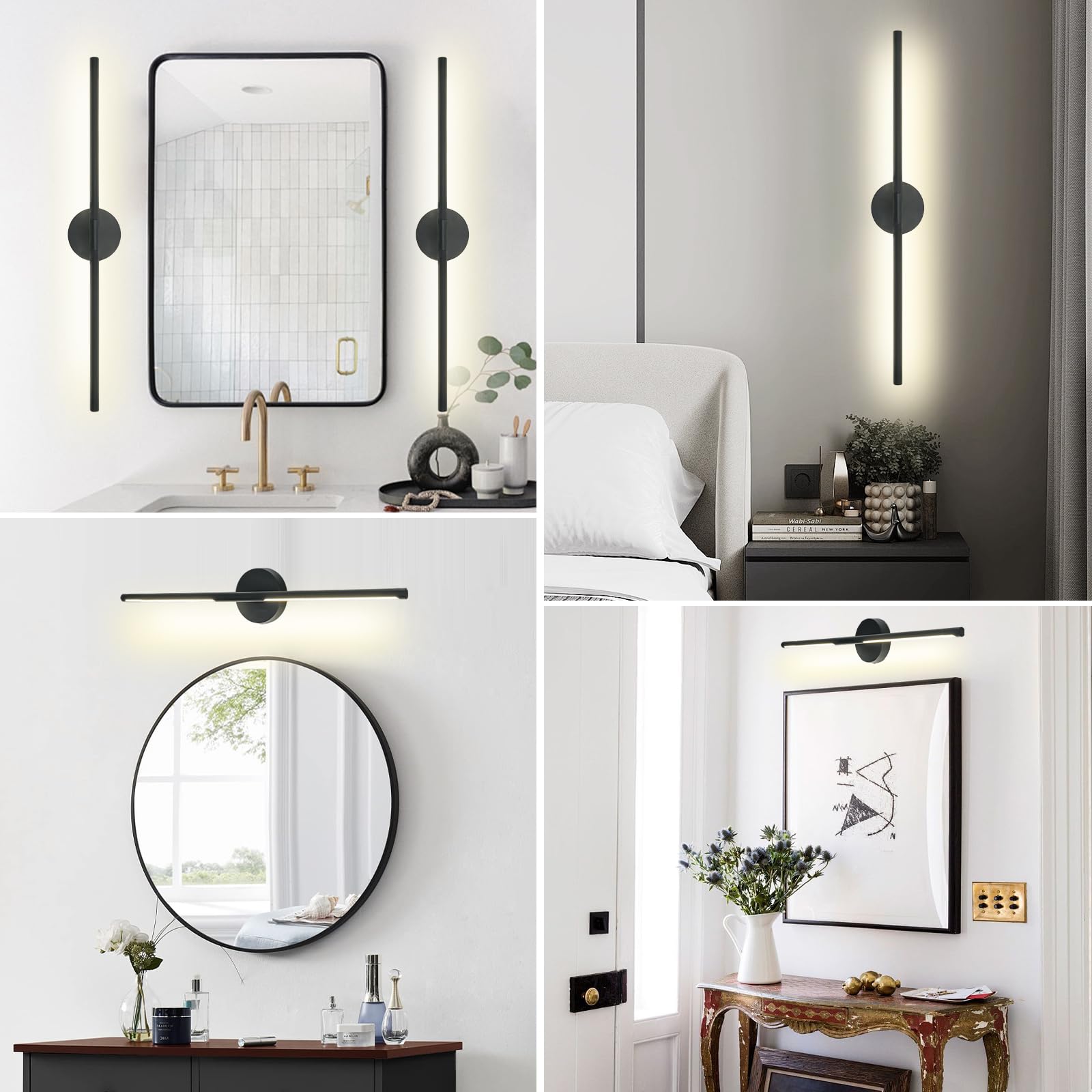Linseeds Matte Black 36 Inch Led Vanity Light Bar, 26W Dimmable 4000K, Modern Bathroom Fixtures, Metal, Model Rd-7516-Bk-36