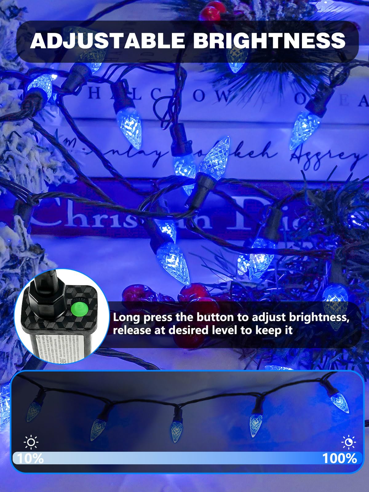 2 Pack C6 Christmas Lights Outdoor Indoor  Total 200 Led 66 Ft Connectable Christmas String Lights With Timer & 13 Modes  Waterproof Twinkle Light For Xmas Tree Yards Party Wedding Decorations (Blue)