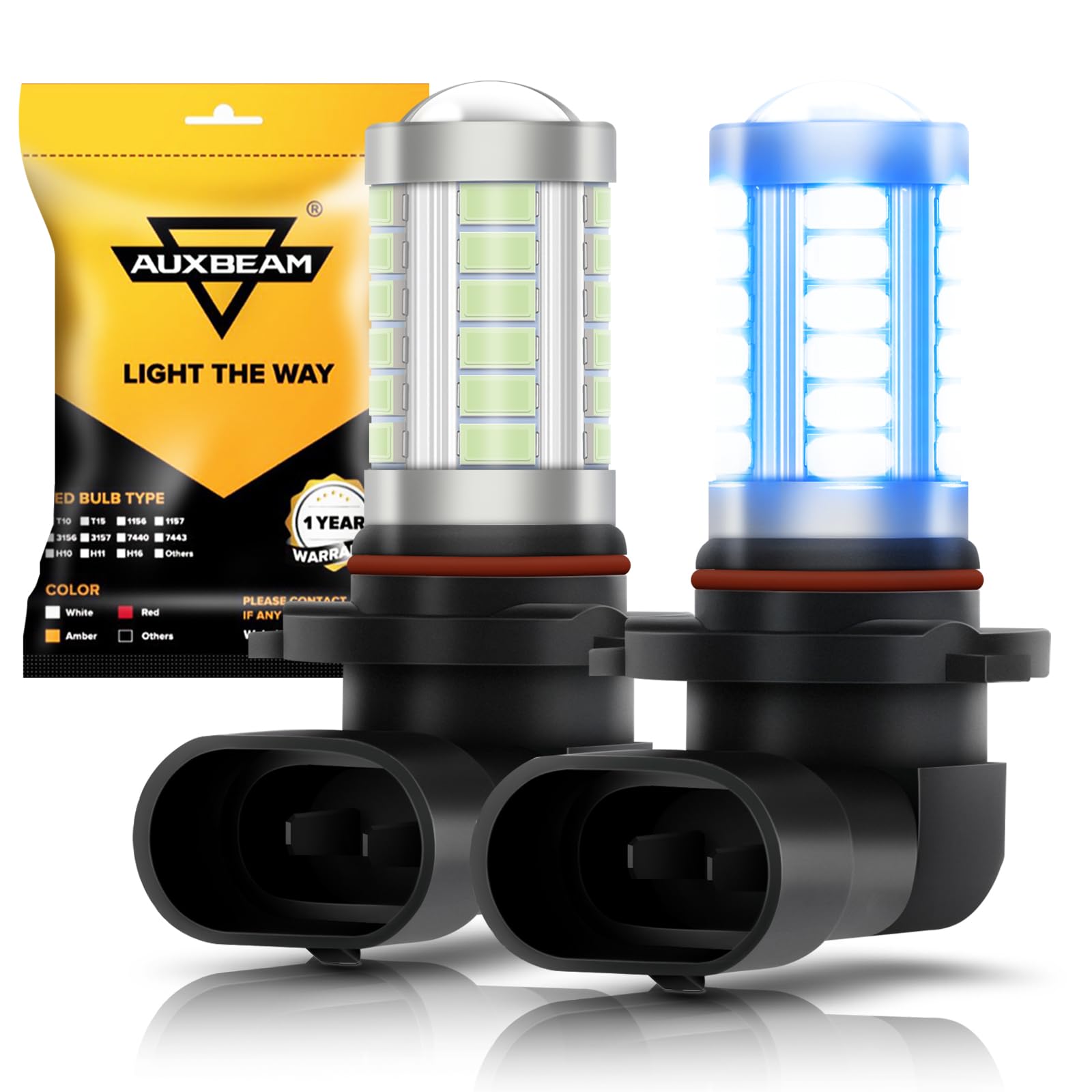 Auxbeam LED Fog Light Bulbs 50W 3020 SMD Xenon White 6500K H10 9005 9006 (Set of 2)