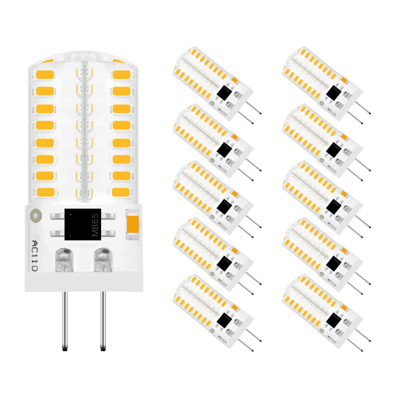 BROLSKUN Dimmable LED G4 Bulbs 3W Warm White 3000K 10 Count (Pack of 1) Bi-Pin Base, Ideal for Home Lighting and Ceiling