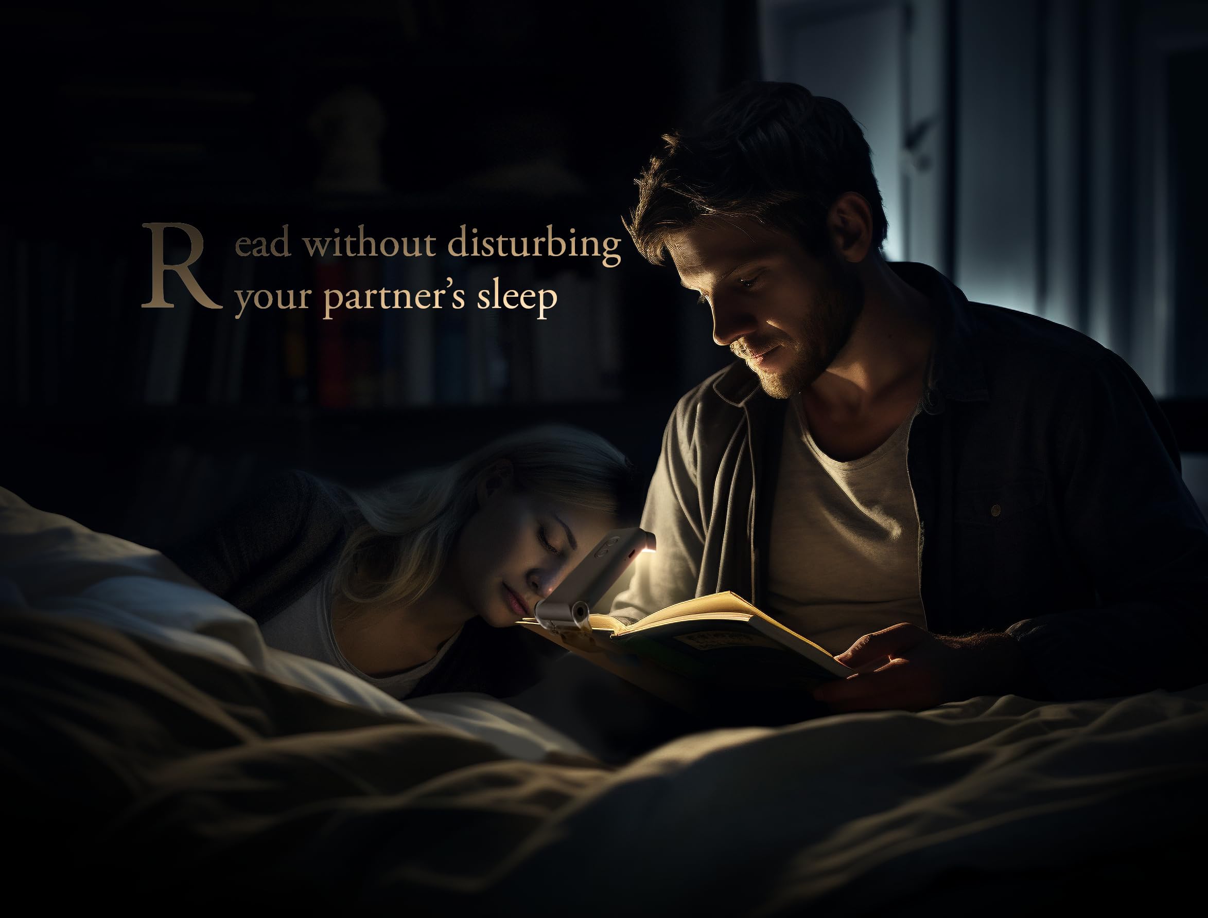 VViViD Book Light, Rechargeable, Reading in Bed Stepless Dimmable, Studying, Working, Vacations (Bookmark Clip)