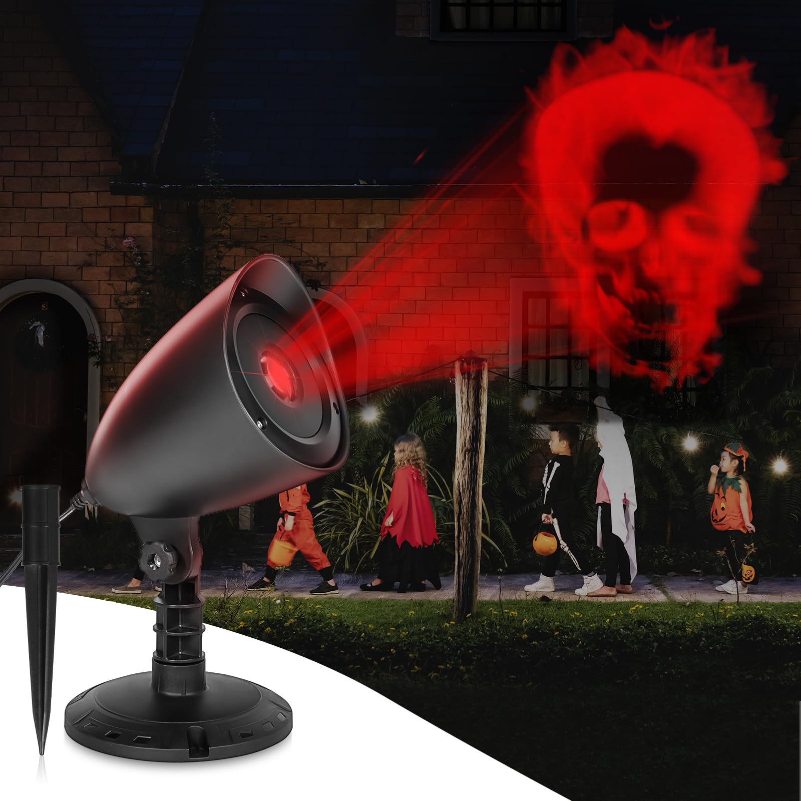 Forchic Halloween Projector Lights, Waterproof Red Skull Led For Indoor/Outdoor Decoration