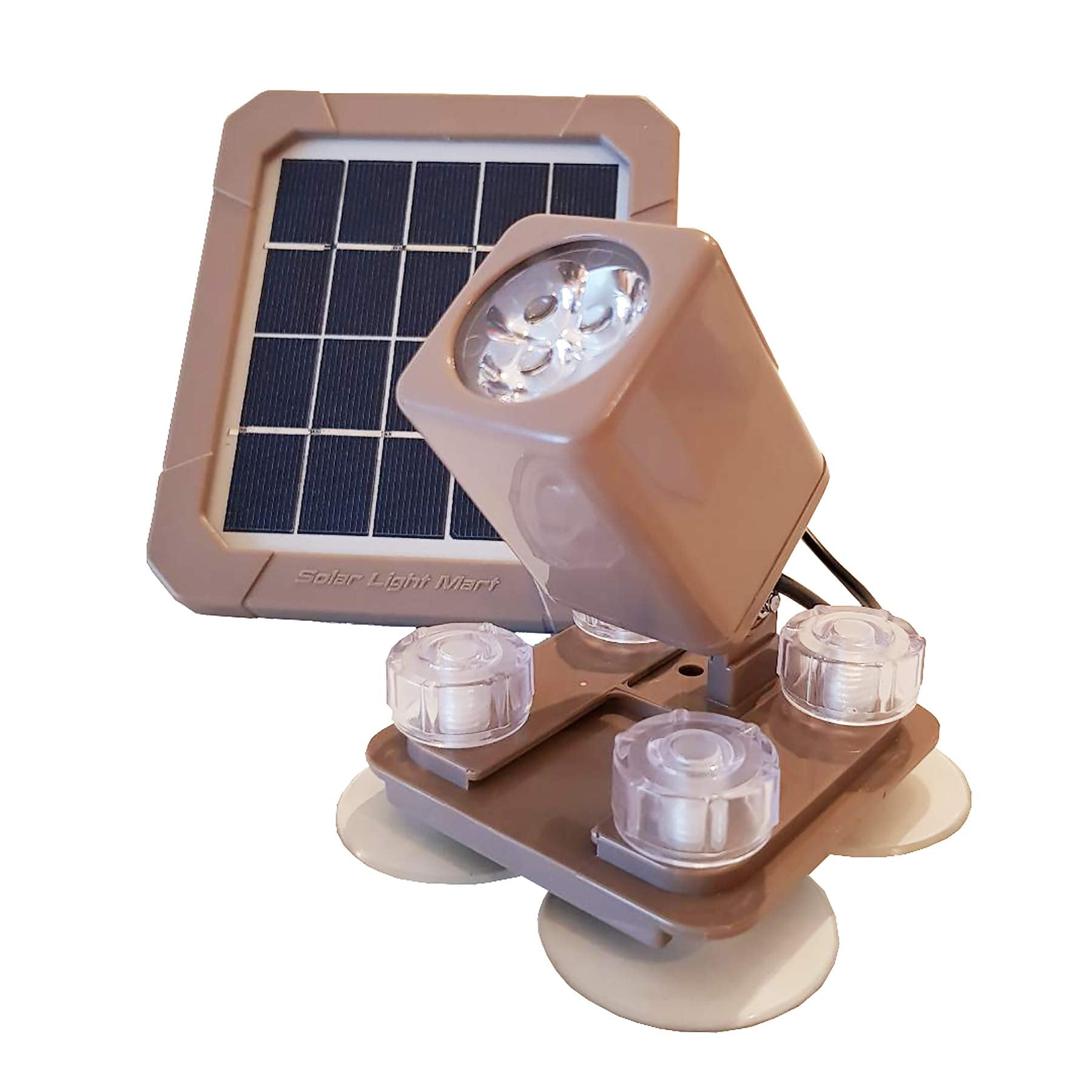Solar Light Mart AquaHEX 60X Solar Underwater Spotlight, Waterproof Warm White LED, Outdoor Garden Landscape, Glossy Walnut Brown