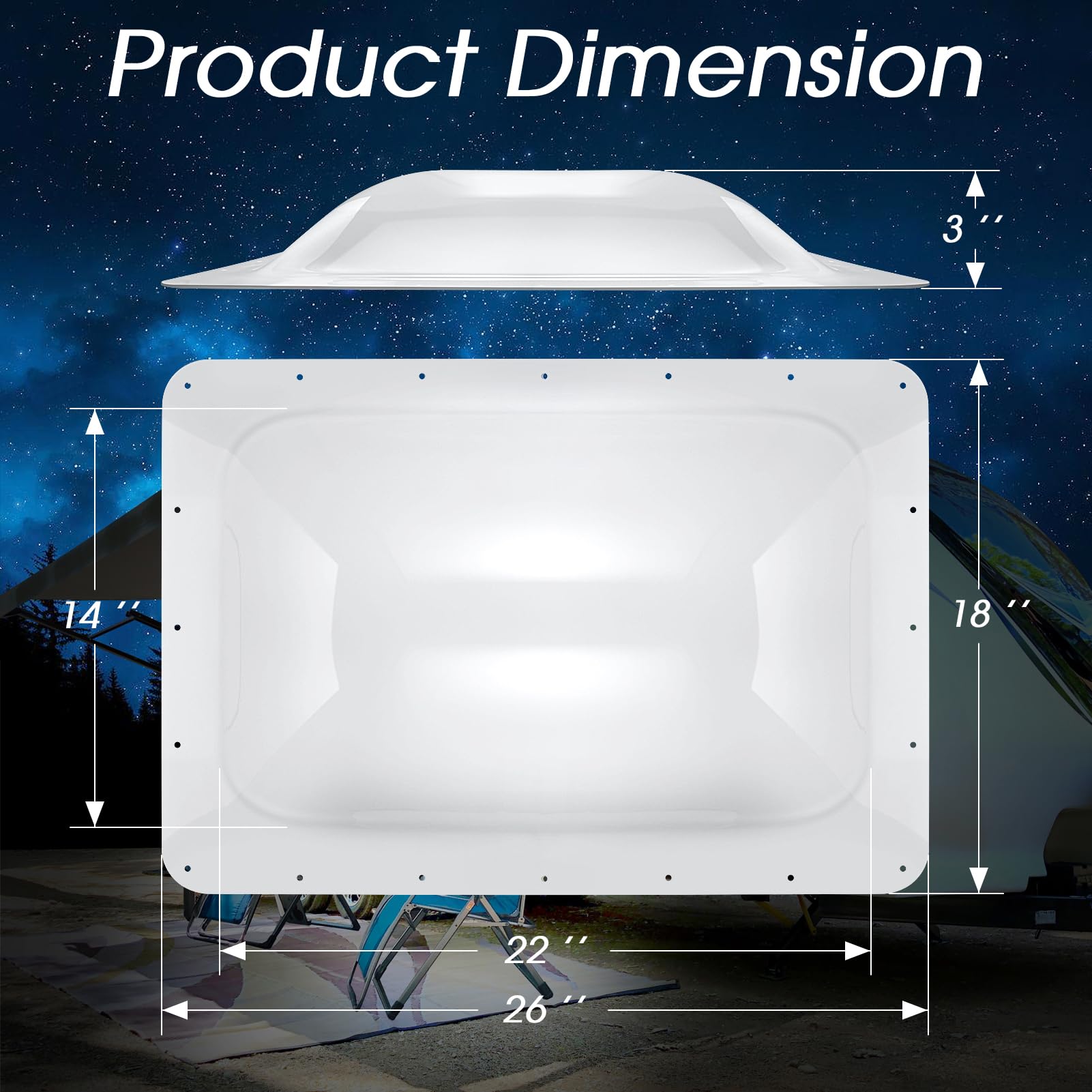 XMK RV Skylight Replacement Cover, 14inx22in, White, Fits 18inx26in Openings, Model RV Skylight-003