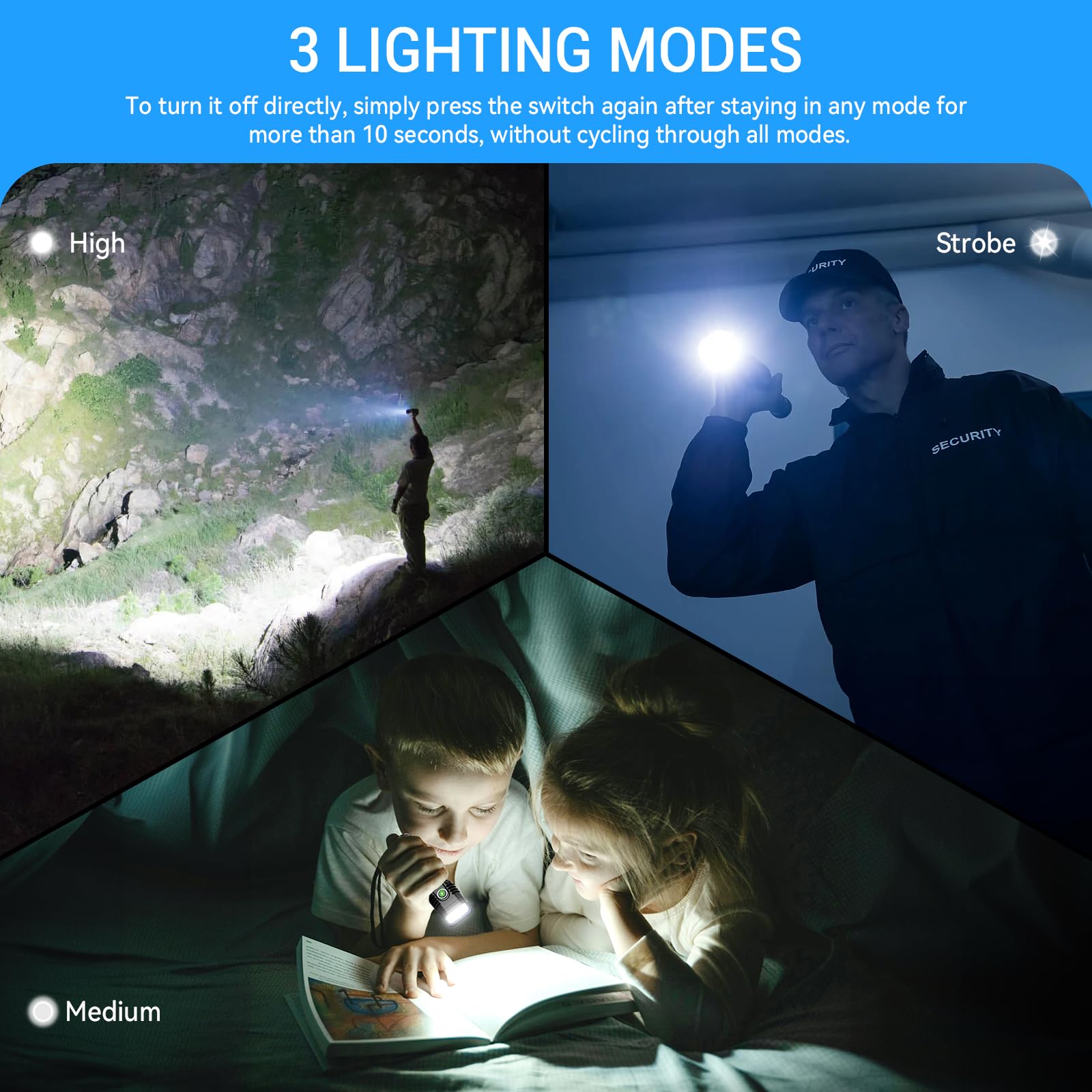 WdtPro LED Flashlight, High Lumens, Waterproof, Aluminum, 2 Pack, Green, Model EX4