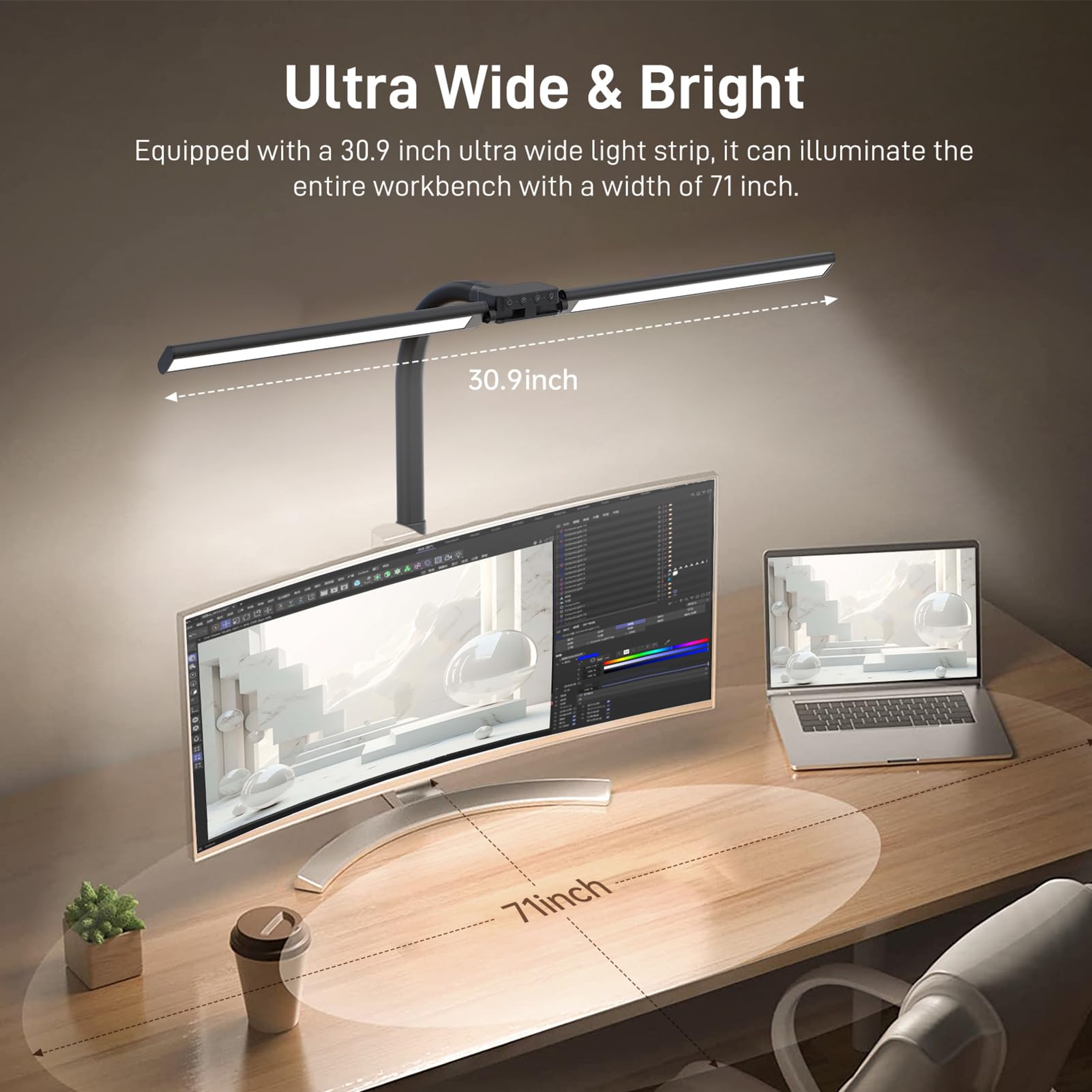 Led Desk Lamp For Home Office, Eye-Caring Desk Light With Clamp, 15W Double Head Architect Task Lamp Stepless Dimming, Flexible