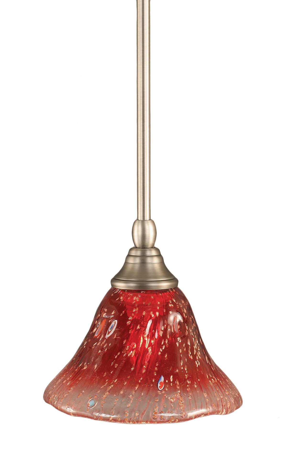 Toltech Lighting 23-Bn-756 7-Inch Stem Mini-Pendant Light Brushed Nickel Finish With Raspberry Crystal Glass