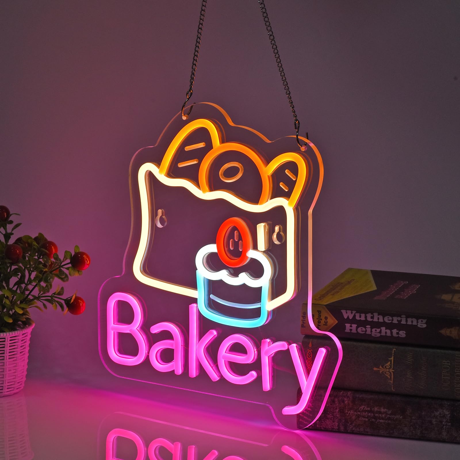Jomobuty Bakery Neon Sign For Wall Decor Led Light Up Sign Kitchen Baking Dessert Shop Restaurant Business Signage Cake Food Shop Cafe Birthday Party 12.6 X 11.8 Led Art Hanging Decorative Gifts