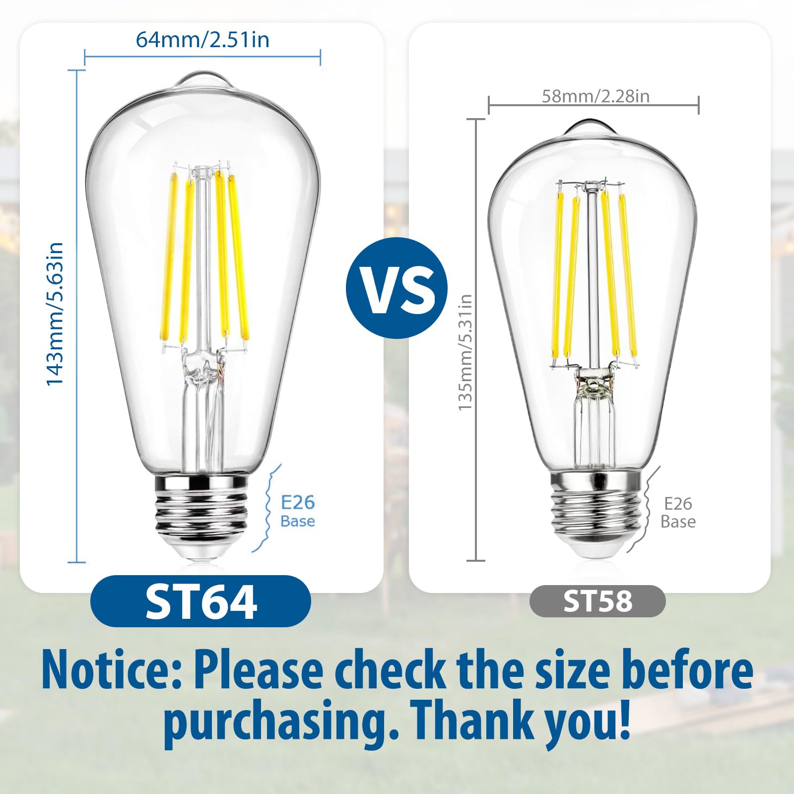 12Packs St64 Large Vintage Led Edison Bulbs, 60W Equivalent 7W, 800Lumens, Dimmable Antique Led Filament, 5000K Cool White, E26