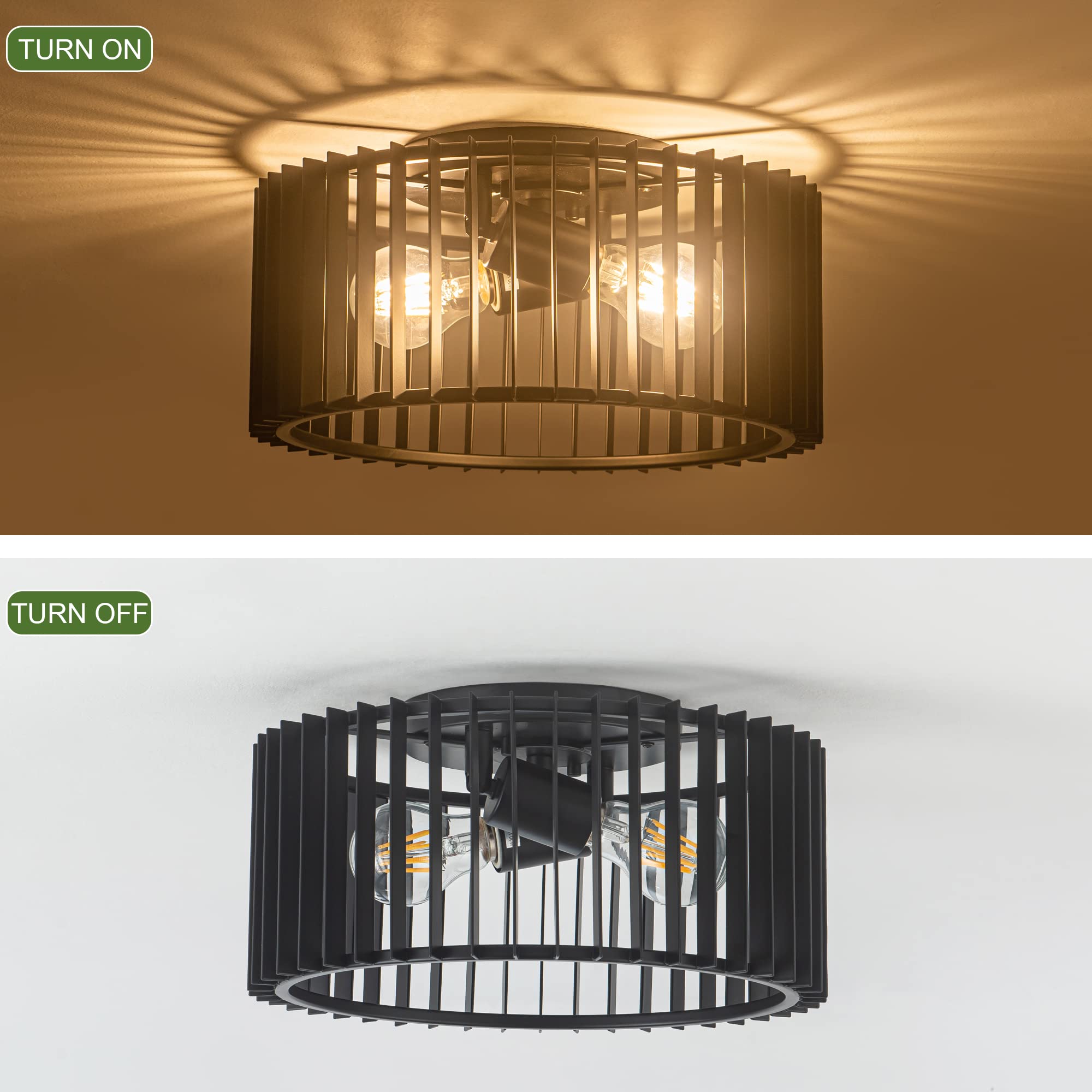 Zlepmlla Modern Black Flush Mount Ceiling Light Fixture, ?Farmhouse Light Fixture For Kitchen Island Entryway Porch Foyer Dining Room < Bulb Not Included >
