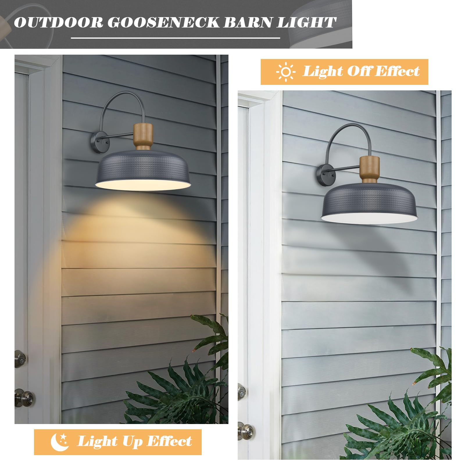 Luminzone Gooseneck Barn Light - Vintage Blue Industrial Wall Lantern, Large 2 Pack