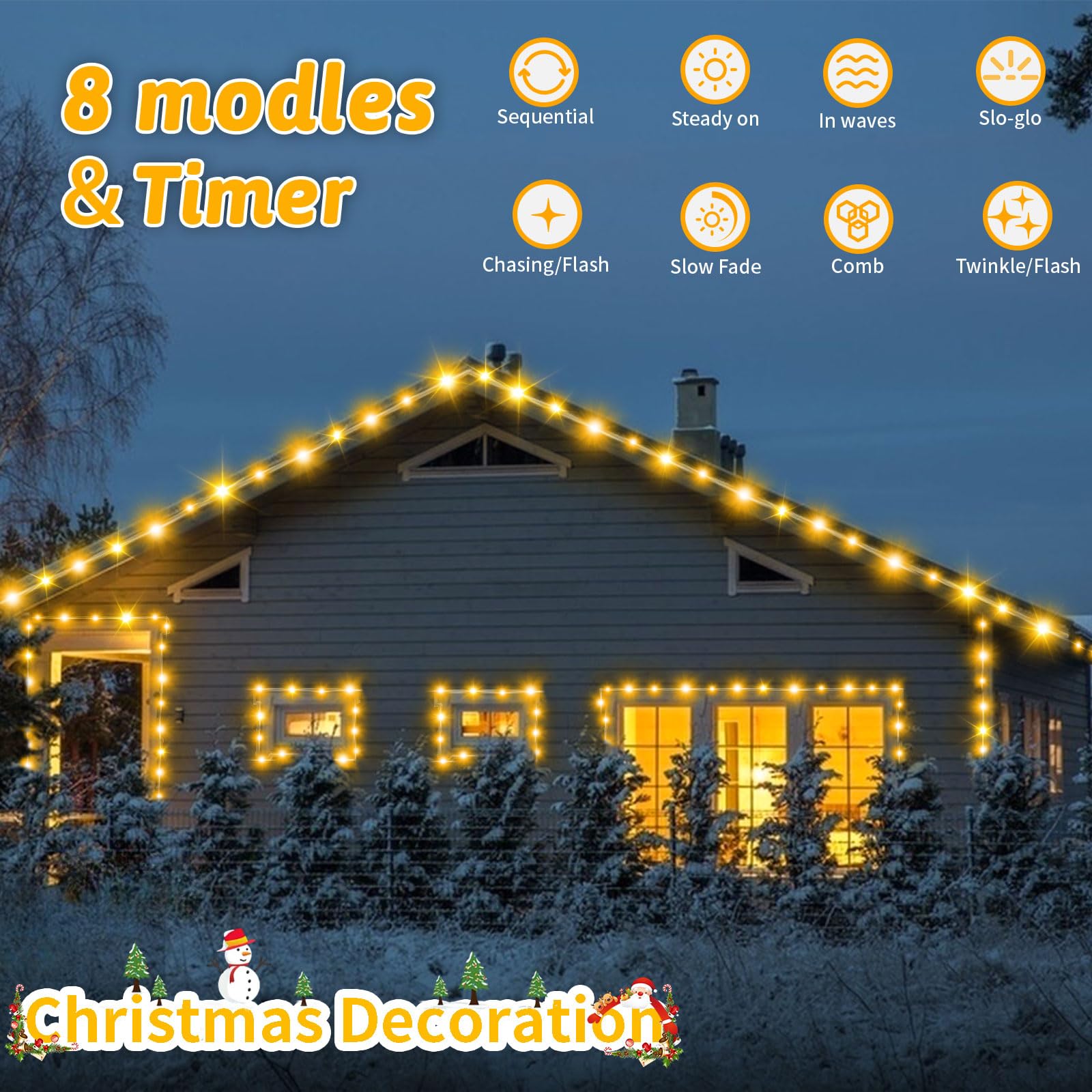 2 Pack Battery Operated Rope Lights ,Total 120Led Christmas Battery Powered String Lights Indoor Outdoor,8 Modes Waterproof Fairy Rope Lights With Timer For Bedroom Christmas Tree Patio (Warm White)