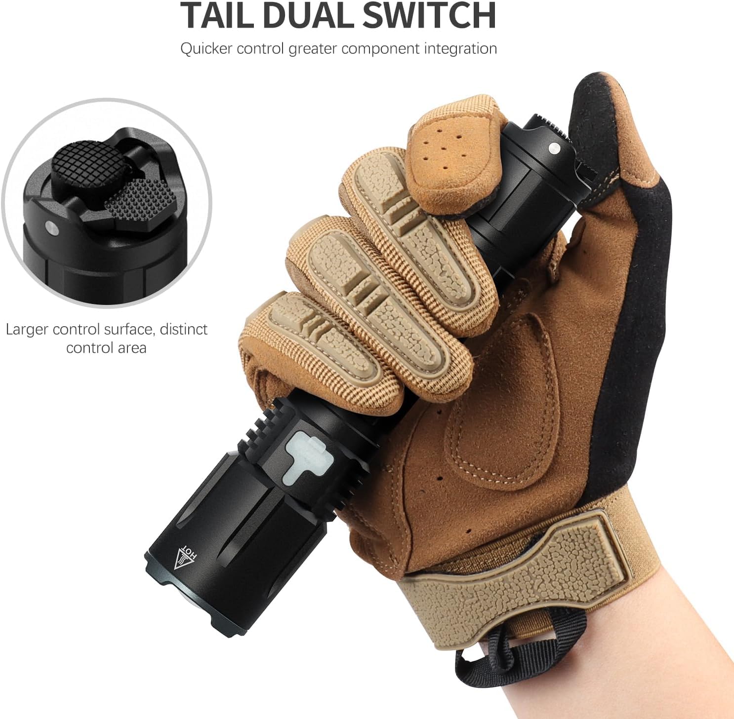 Feyachi FL26 Tactical Flashlight, 2000 Lumen, USB-C Rechargeable, Adjustable Focus, IPX7 Waterproof, Black