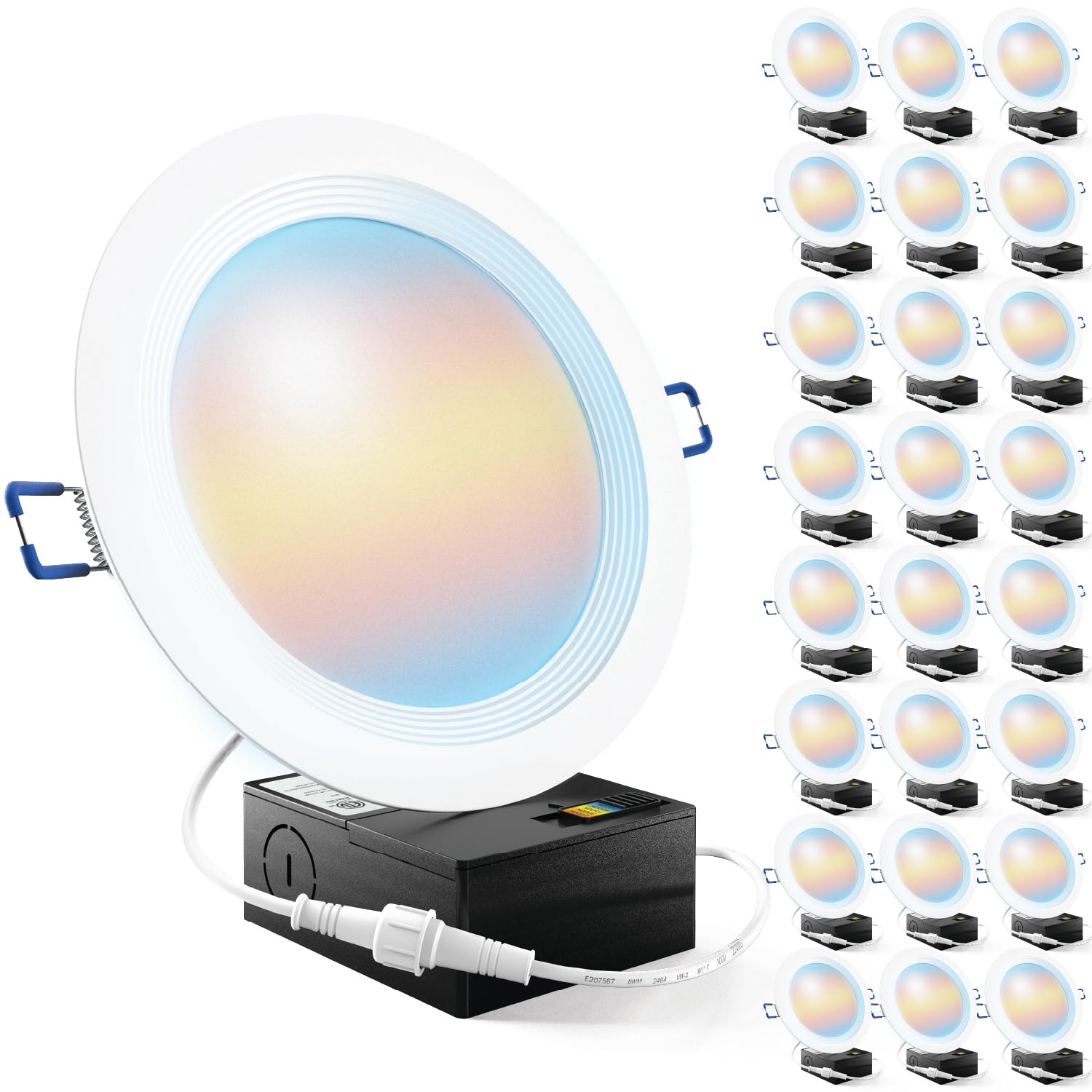 Sunco 24 Pack 6 Inch LED Recessed Light, Ceiling Canless Recessed Lights, Baffle Trim, 850 LM, 14W, Selectable CCT 2700K/3000K/3