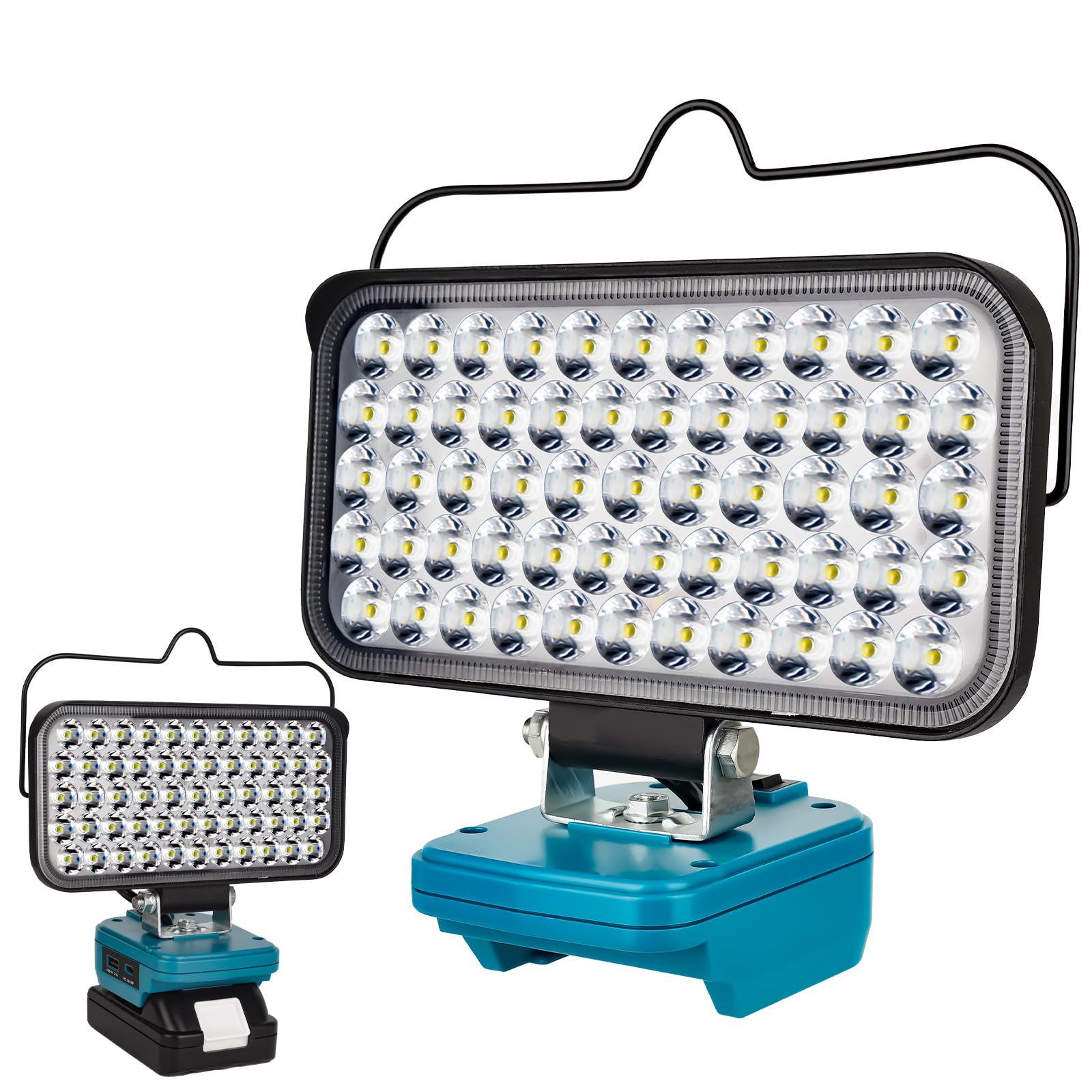 Cordless LED Work Light for Makita 18v Battery, Portable Flood Lights 120W Spotlight Compact Lighting 10600LM with Type C & USB 