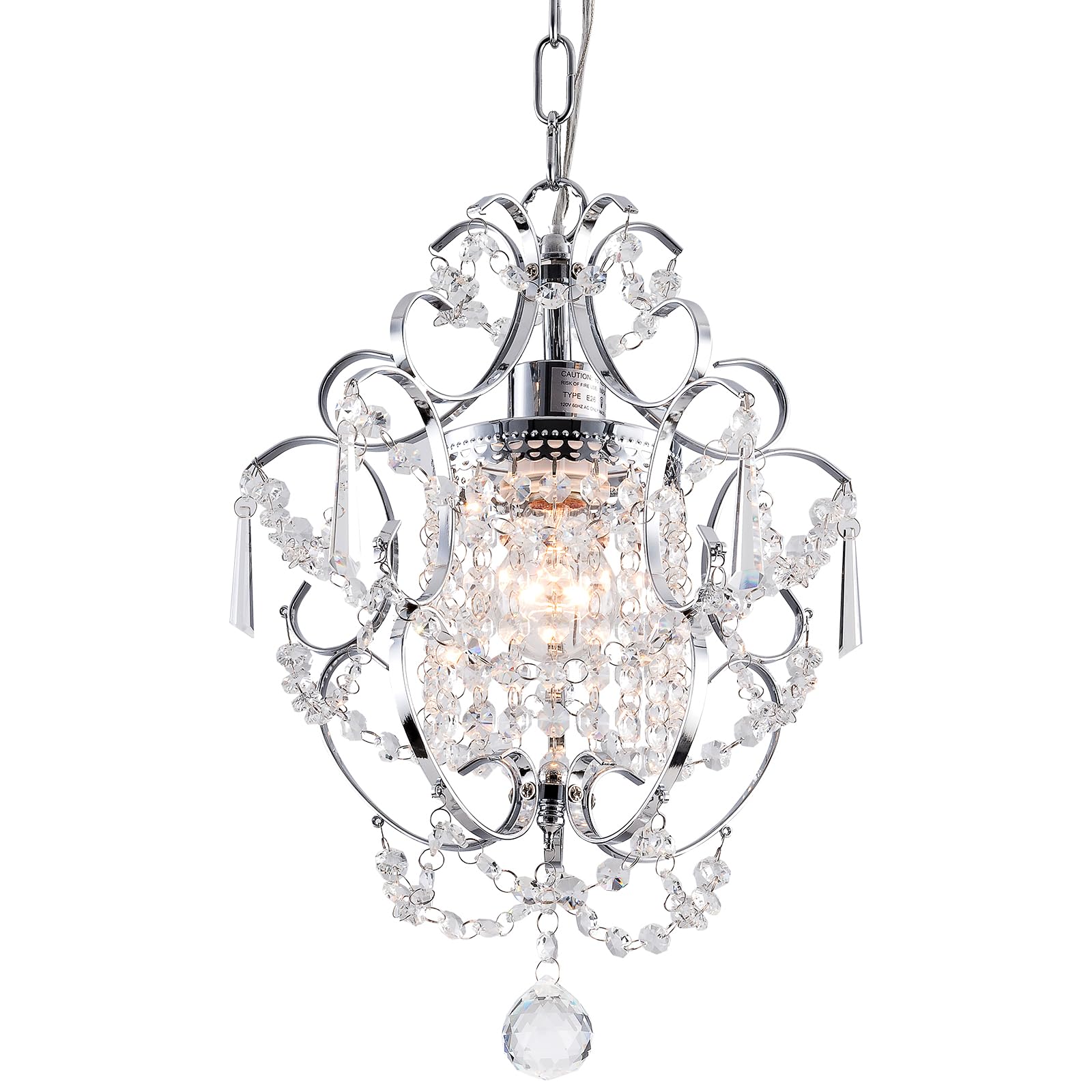 Flsfu Mini Chandelier Light Fixture,Modern Chrome Crystal Ceiling Light Fixtures 1 Light Small Chandeliers For Bathroom,Farmhouse Pendant Lighting For Girls Room Dining Room Closet Kitchen Island