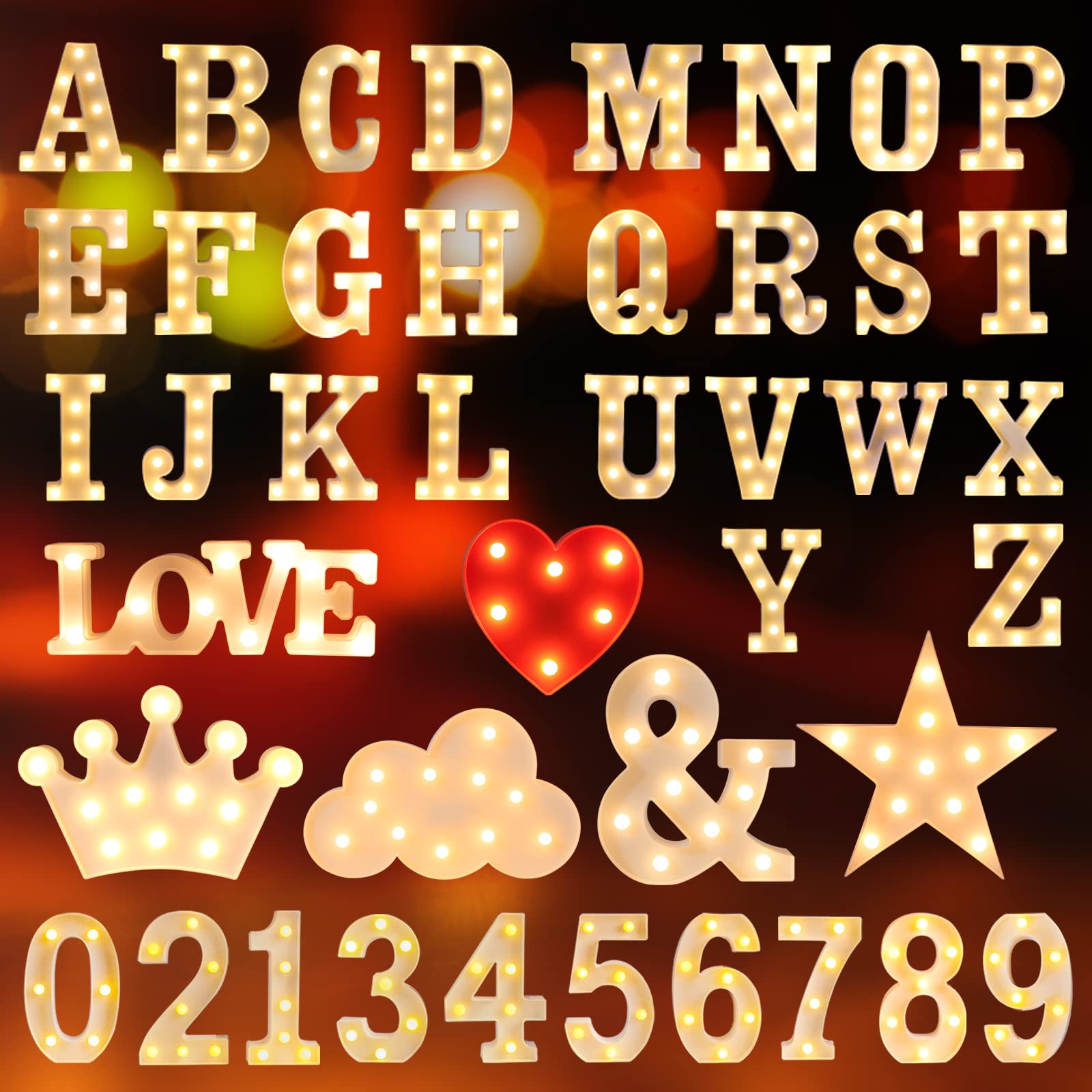 Laerjin Light Up Letters, Marquee Letters With Lights, Decorative Led Light Up Number, Light Up Number Sign For Night Light Wedding Birthday Party Christmas Home Bar - Letter Lights-J