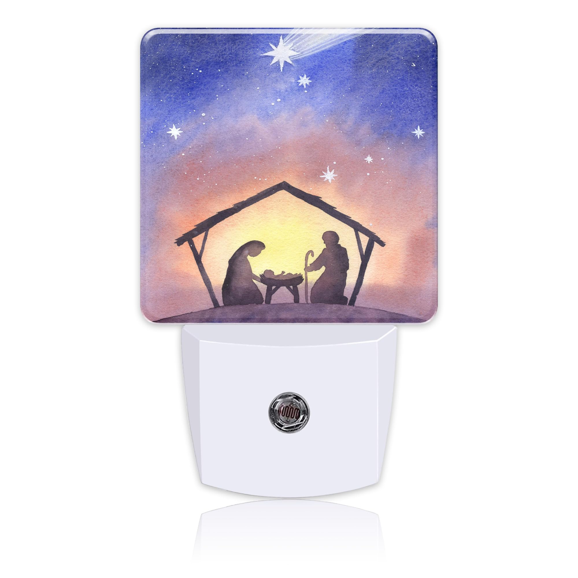 Uiaoiais Birth of Jesus in Bethlehem Night Light Plug into Wall with Dusk to Dawn Sensor Cute Nightlight for Kid Girls Boys Wome