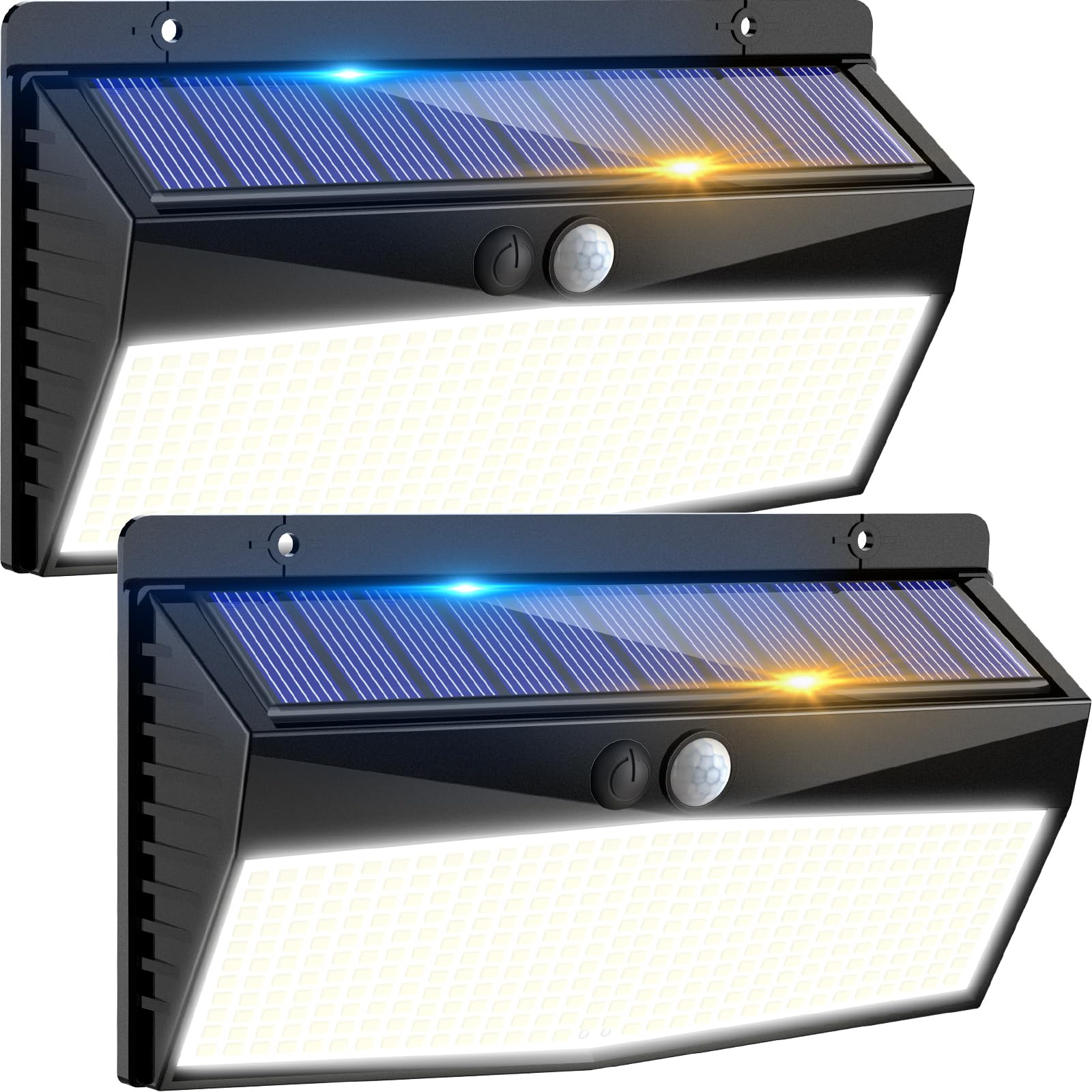 2 Pack 368 Led Solar Lights Outdoor Motion Sensor, Solar Fence Lights With 3 Lighting Modes, Solar Powered Security Lights Water
