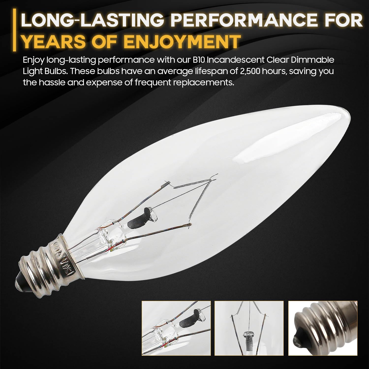 Seentech 12 Pack 25W 120V E12 Base B10 Ctc Incandescent Light Bulbs, Transparent Candle Light Bulbs Perfect For Chandeliers, Cei