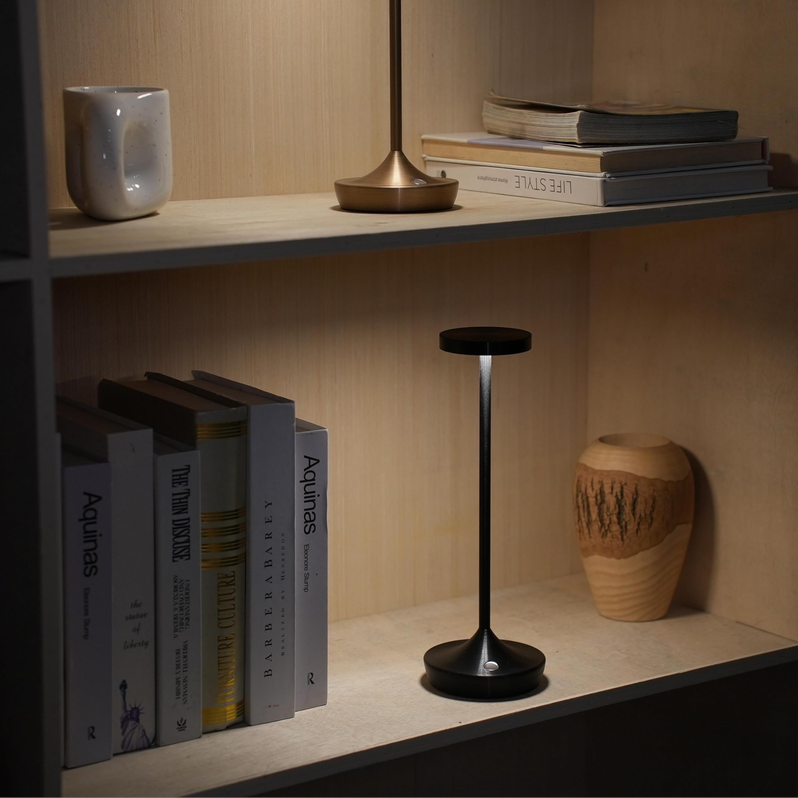 YHT Cordless Table Lamp - 6000mAh Rechargeable LED, Waterproof, 3-Color Dimming, 1 Pack, Black