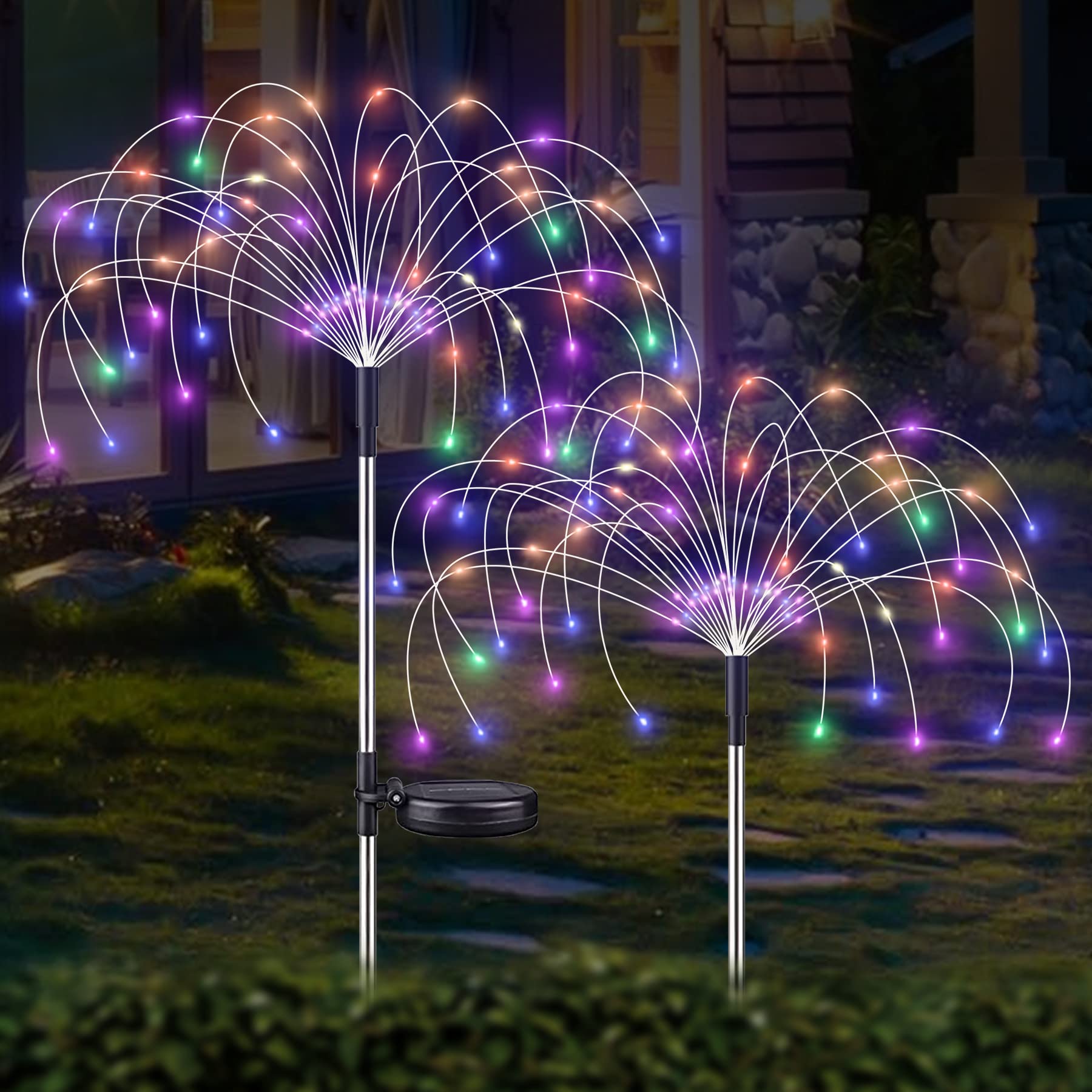 ITICdecor Solar Garden Lights Solar Firework Lights Upgraded 2Pack 120 LED Landscape Starburst Stake Fairy Light Outdoor Waterpr