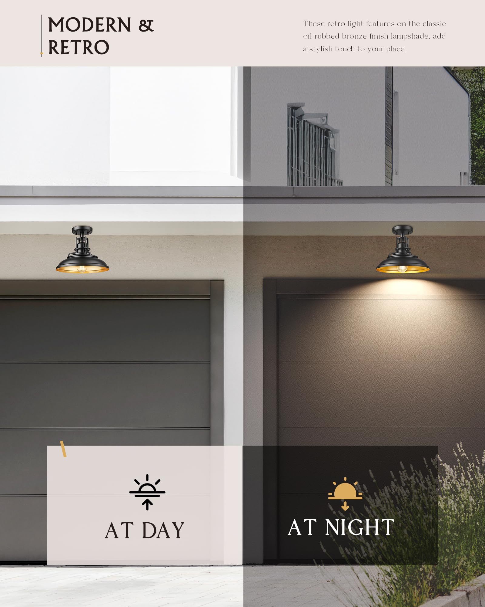 Femila Industrial Semi Flush Mount Ceiling Light  12 Farmhouse Front Porch Ceiling Lighting Fixture  2 Pack Outdoor Flush Mount Porch Light For Entryway  Hallway  Kitchen  4Fy15-F-2Pk Bk-1