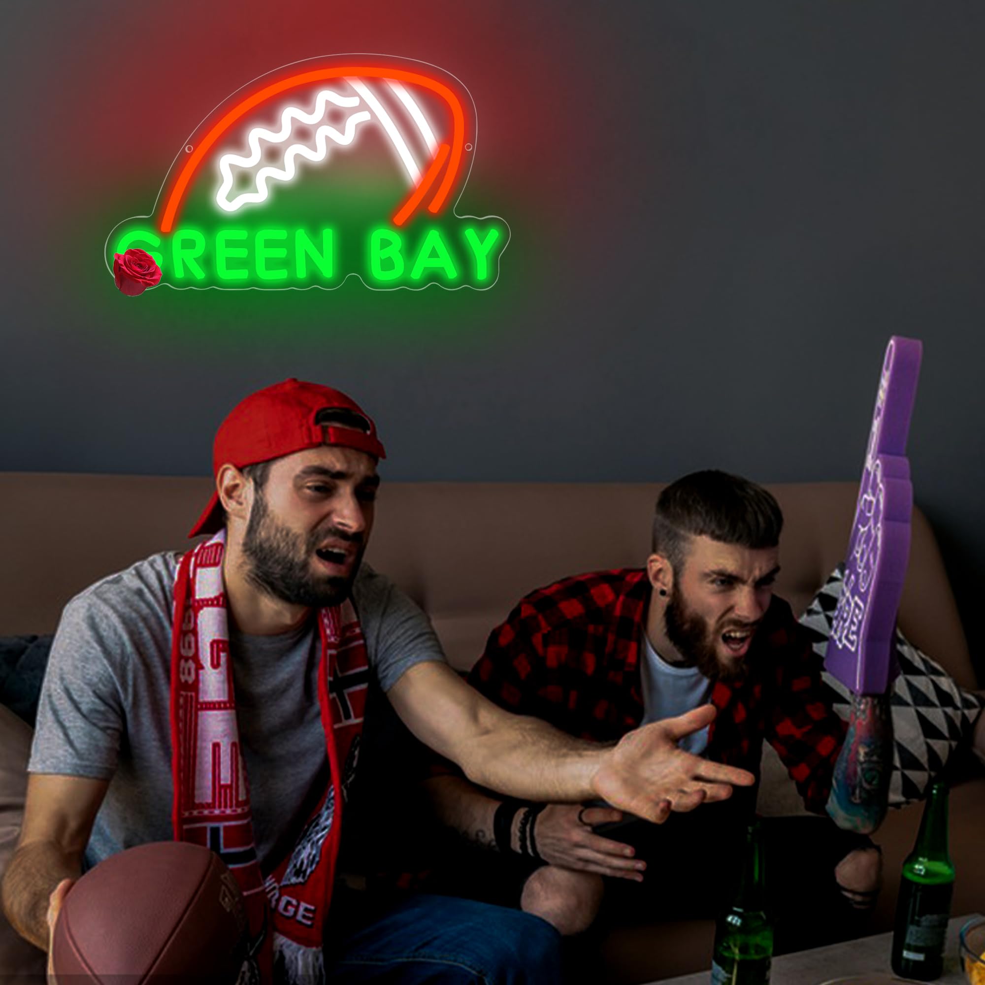 Football Neon Sign For Wall Decor Football Team Neon Sign For Man Cave Or Garage Decor Birthday Gifts For Men Orange Led Light For Bedroom Bar Dorm Party Game Room Size 13.5 * 7.8In(Zyld294)