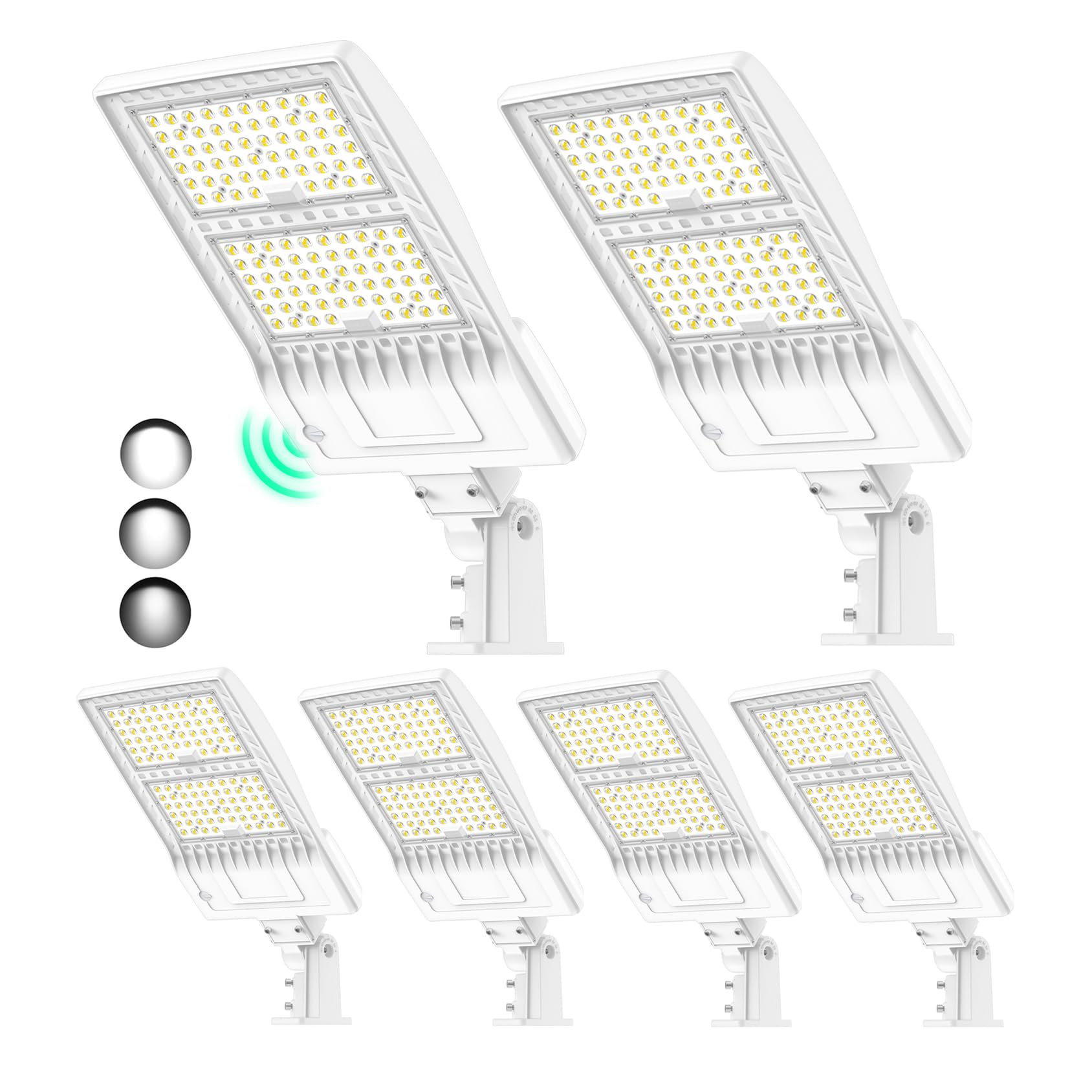 BBESTLED 6Pack 400W LED Parking Lot Lights Arm & Slip Fitter Mount Dusk to Dawn, 400W/320W/240W Outdoor Shoebox Pole Lights Comm