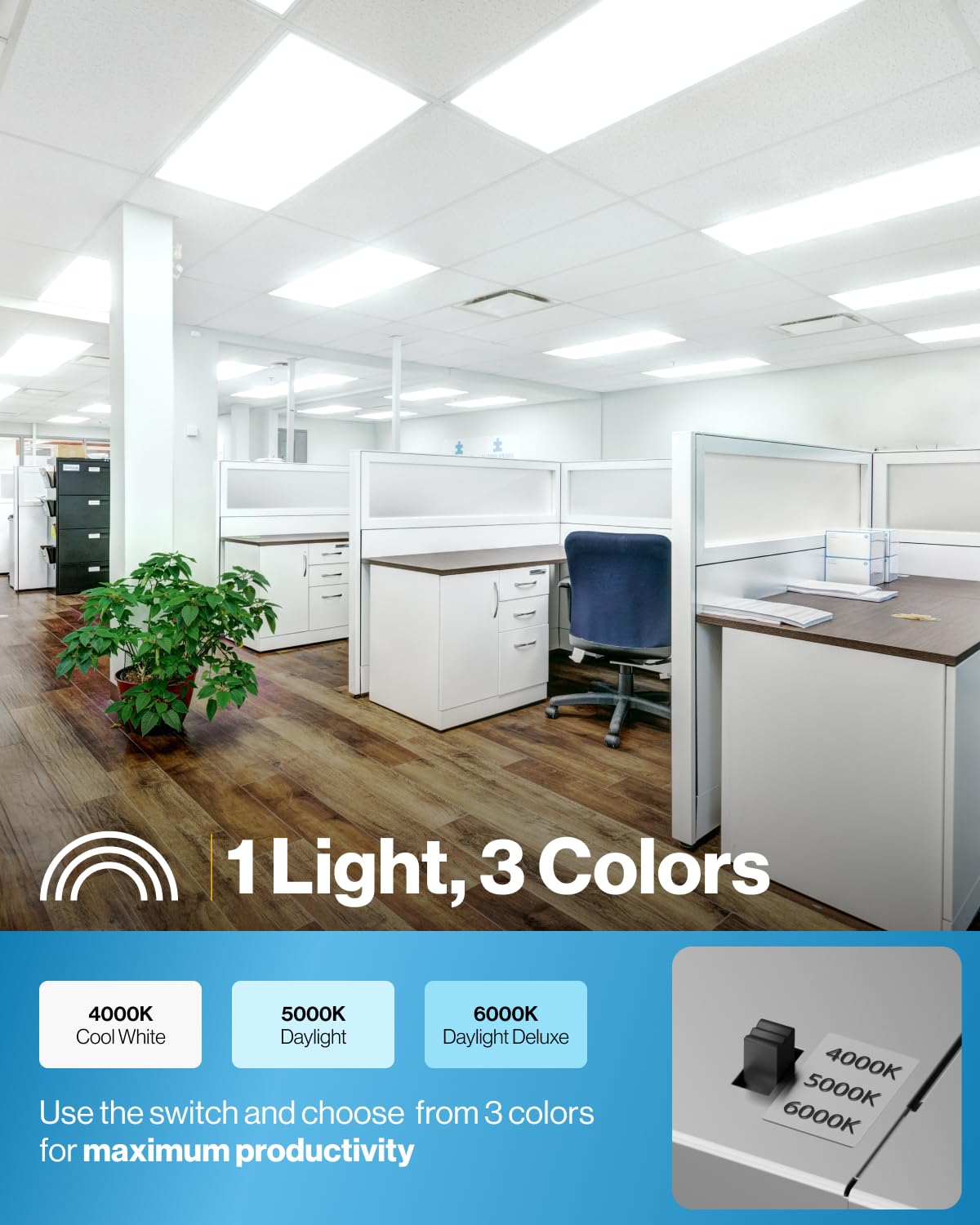 Sunco 24 Pack 2x4 LED Flat Panel Light Fixture, 5500 Lumens, Dimmable, 3 CCT (4000K/5000K/6000K