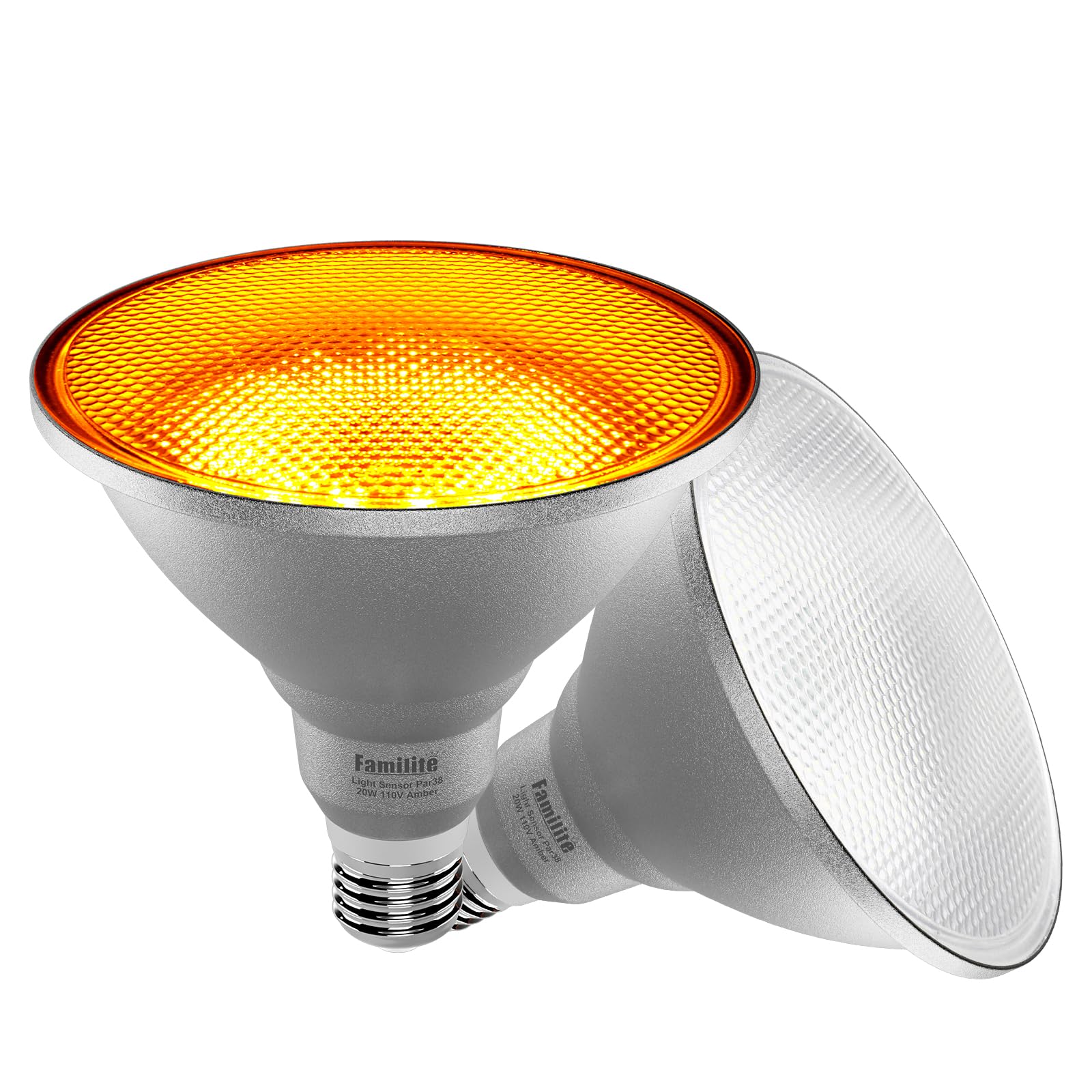 Familite Dusk to Dawn PAR38 LED Flood Light Bulbs with Auto On/Off Light Sensor for Porch Security or Landscape Lighting, 20W = 