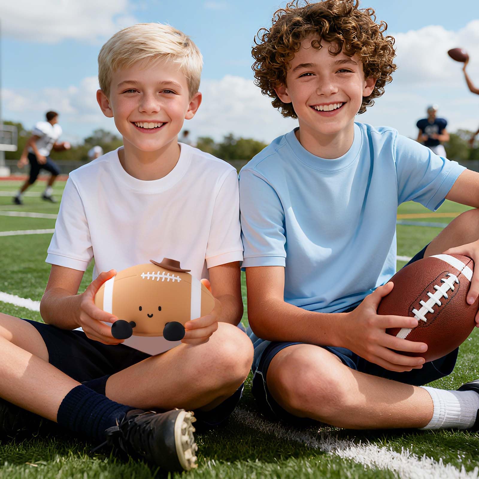 YISUN Football Night Light, Rechargeable Silicone Nursery Lamp, 5.1" Orange Rugby Decor for Kids Room, Model DH-BFLD27