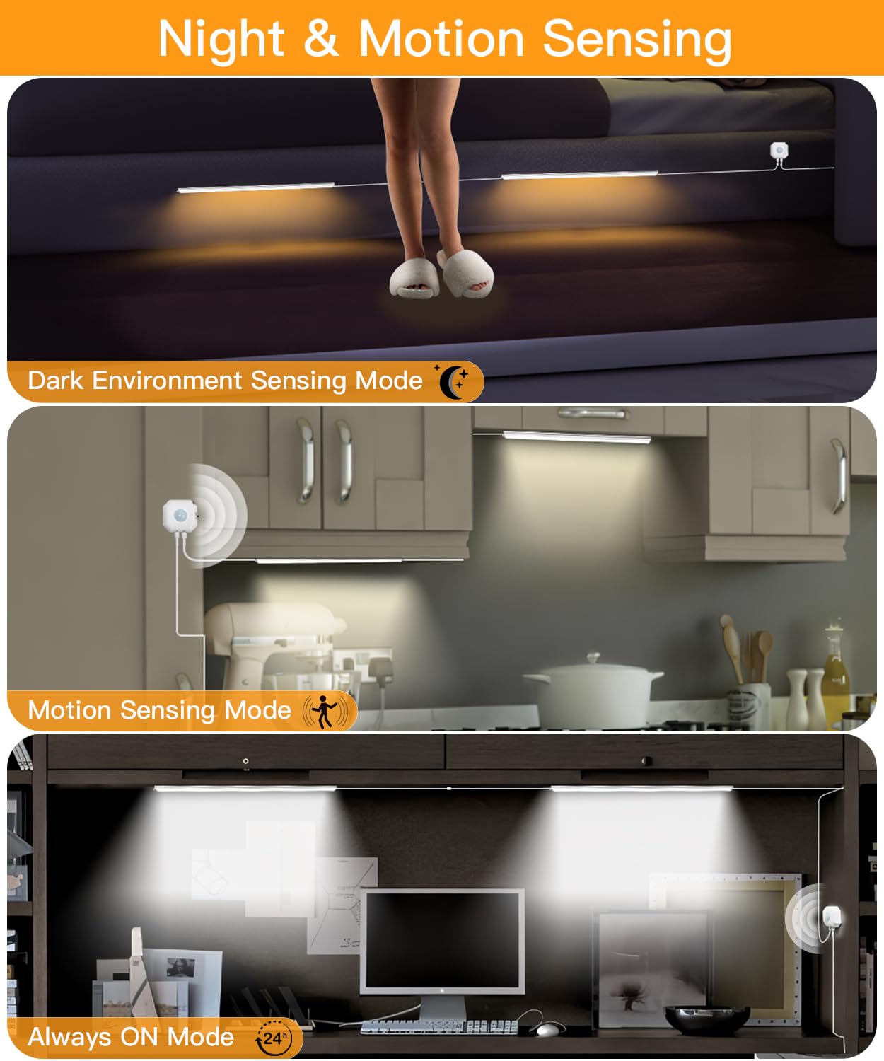 Moriacc Under Cabinet Lighting,Dimmable 2700-6000K Closet Lights,12 Inch Ultra Thin Under Counter Lights,Motion Sensor Under Cab