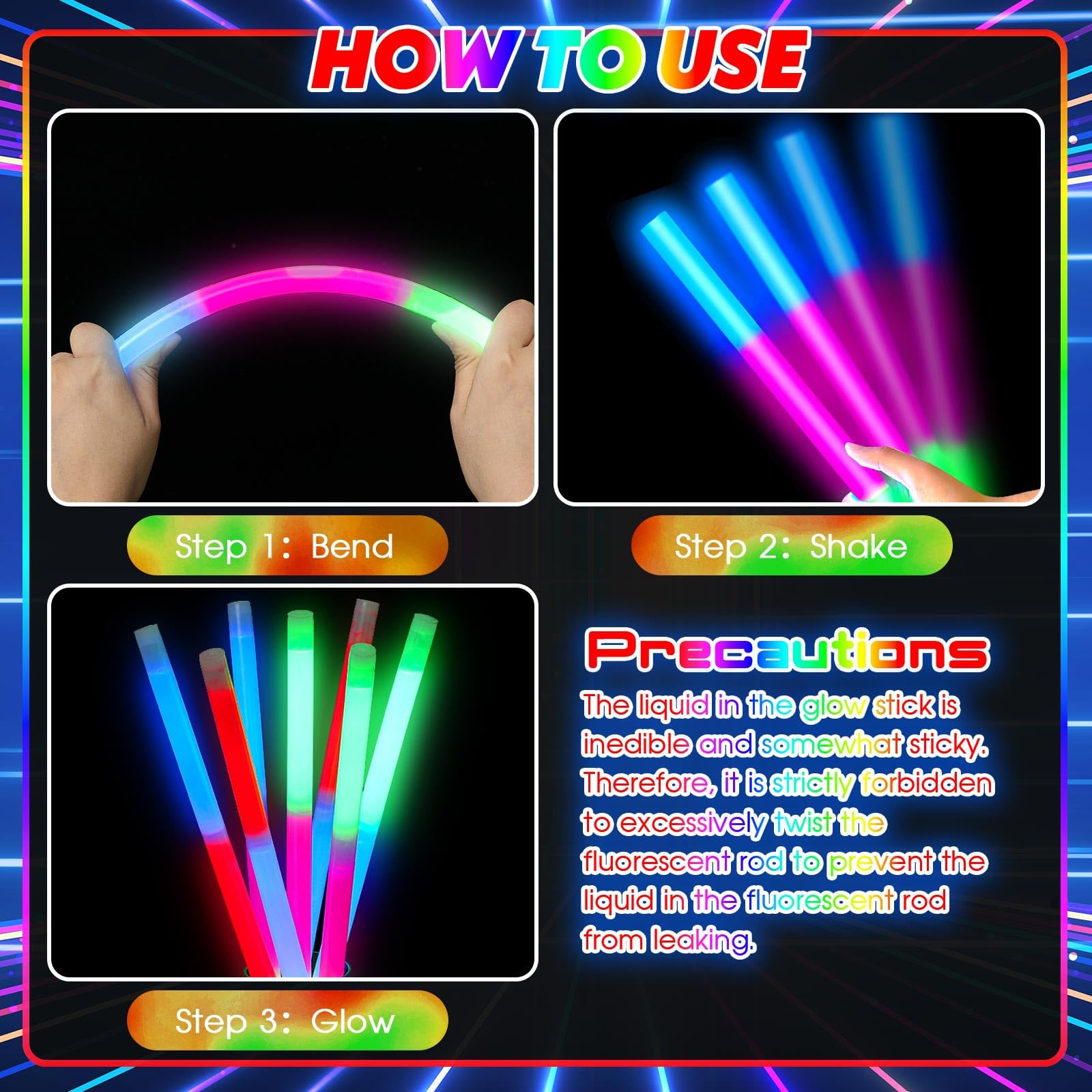 Lewtemi Glow Sticks - 10 Pcs Jumbo Emergency Light Sticks, 14 Inch, Neon Color, for Camping and Halloween, Model OB-Lewtemi-3035