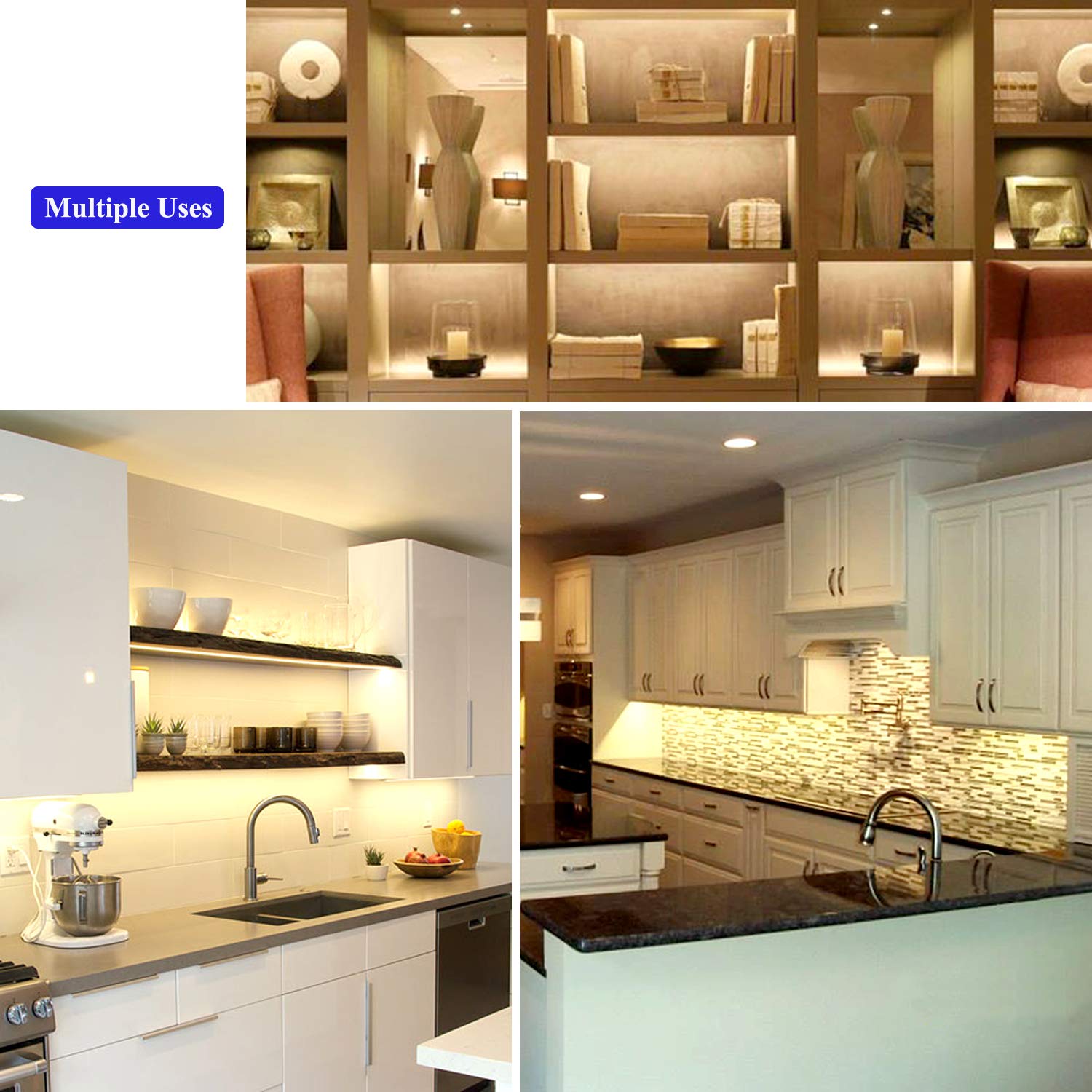 JUNWEN 16.4ft Warm White LED Strip Lights, Flexible Dimmable Indoor Lighting for Bedroom, Kitchen, TV - Model d2c8399f12345