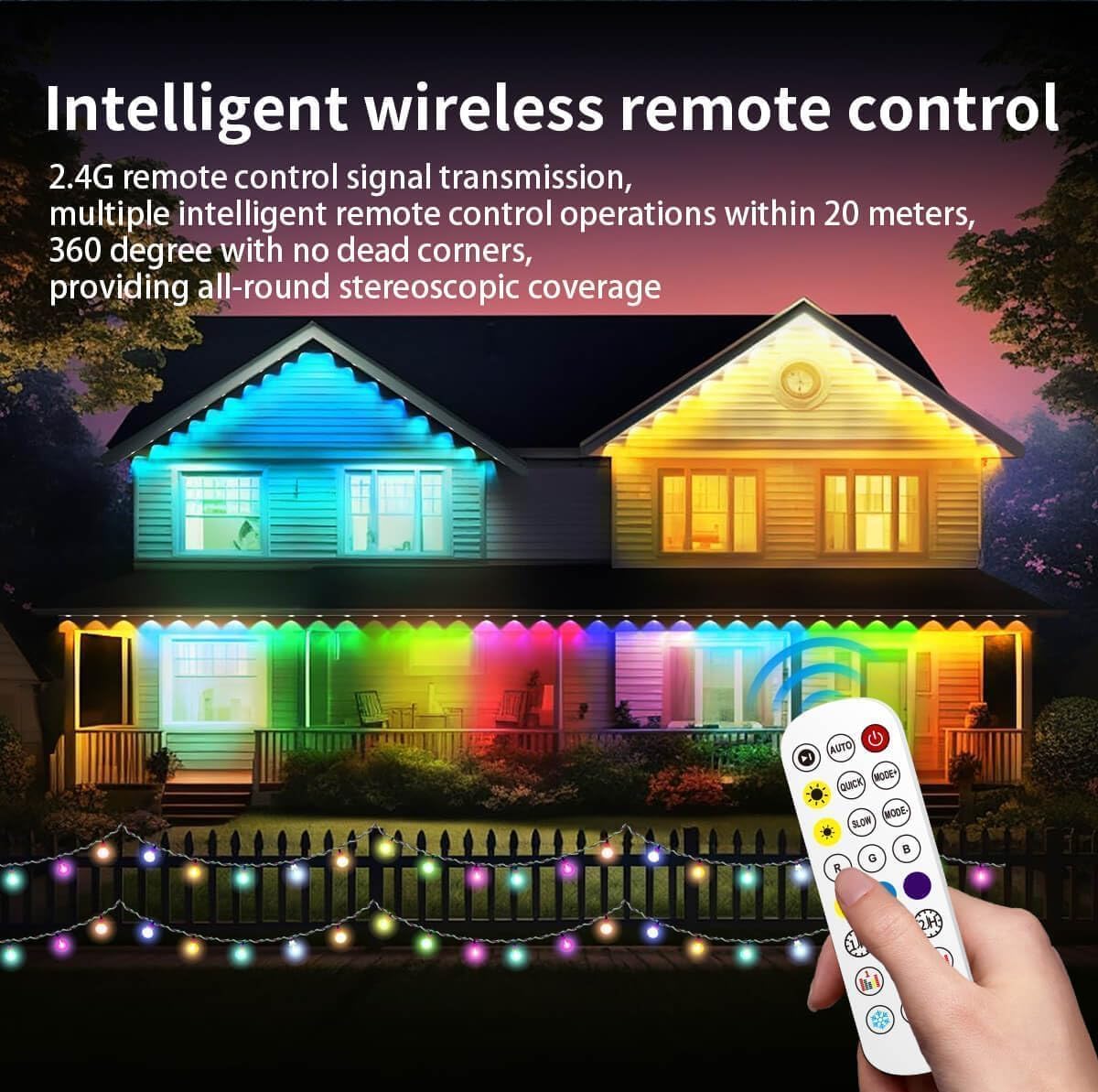 Permanent Outdoor String Lights 200Ft(1 String), Smart Rgb+Ic App Control With 120 Leds, Led Eaves Lights Ip67 Waterproof, House