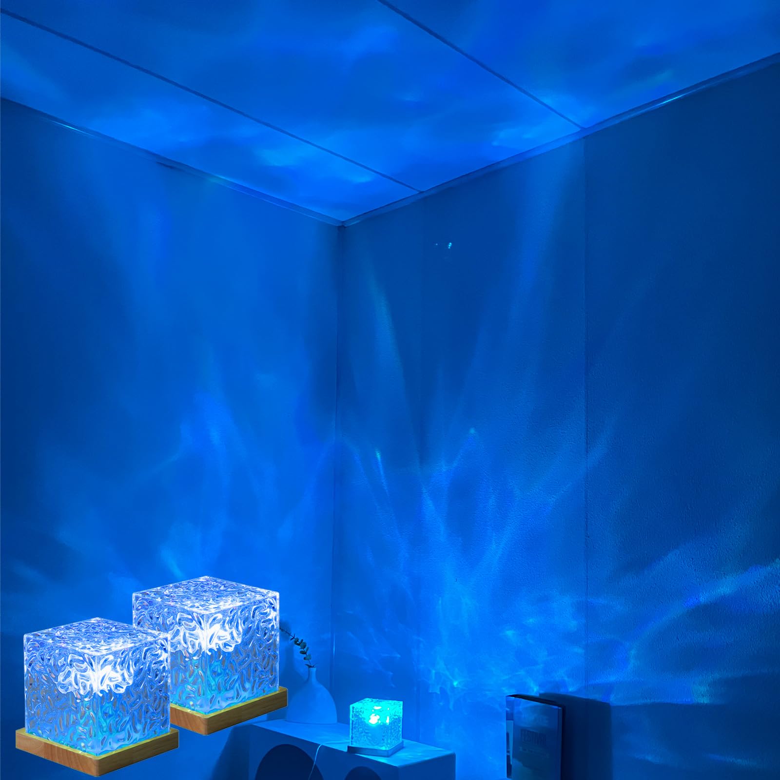 KidoYean 2Pack Aurora Ocean Wave Lights Projector,16 Colors 4 Modes Northern Lights Dimmable Ambient Mood Lighting for Shower,Cr