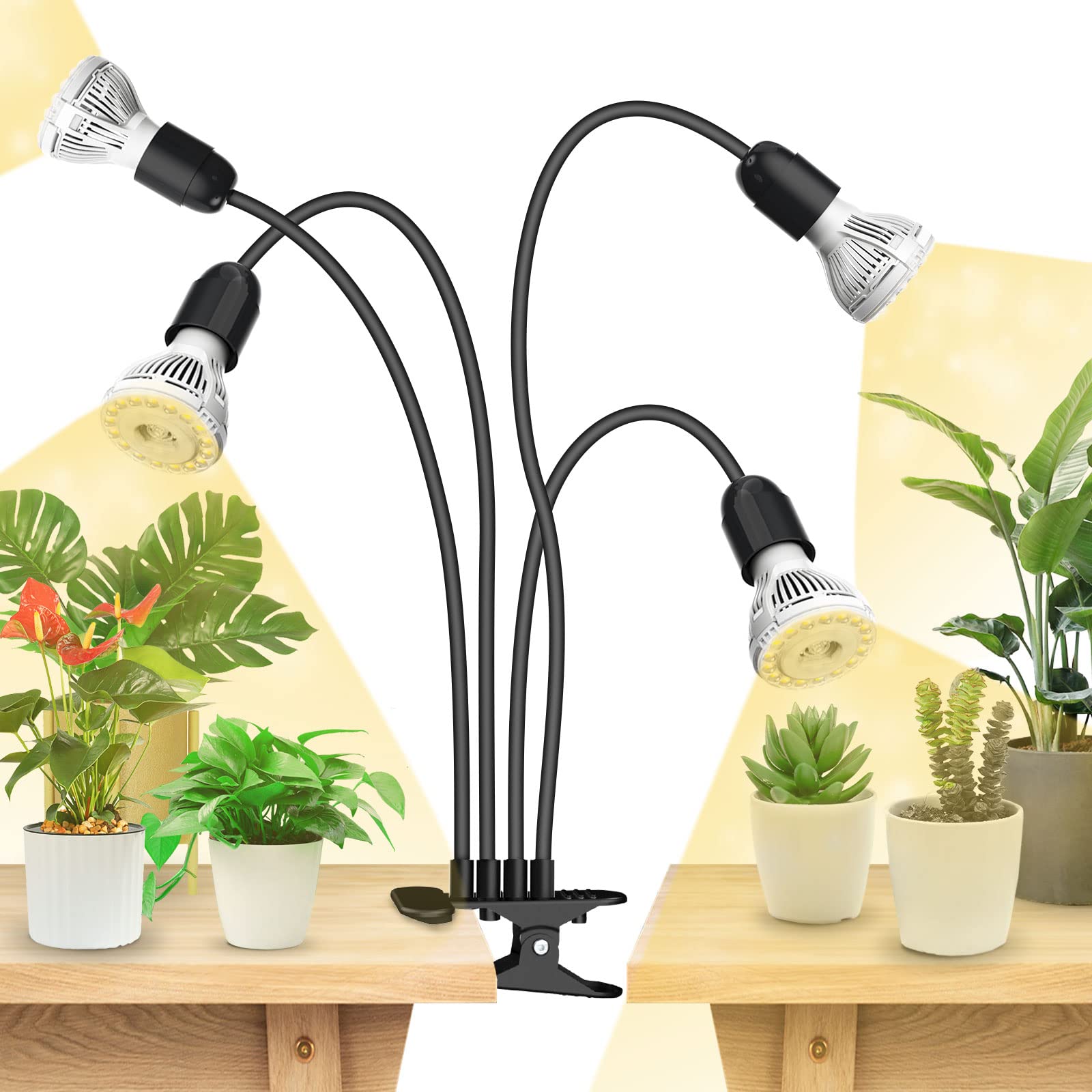 SANSI 600W LED Grow Light for Indoor Plants, Full Spectrum Gooseneck Lamp, 40W Power Plant Light, Ceramic, Lifetime Free Bulb Replacement
